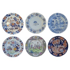 Antique Six Early Masons Ironstone Dinner Plates Harlequin Set Some Rare, circa 1818