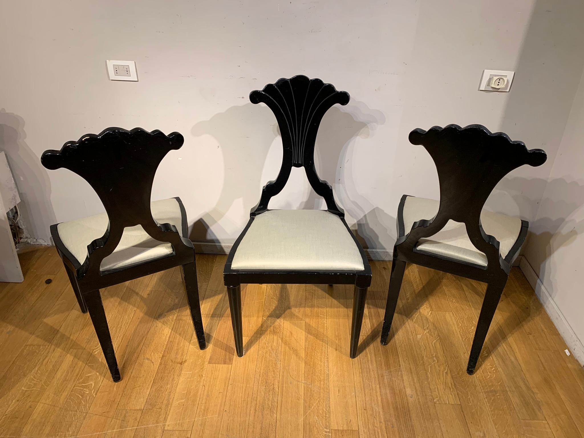 Six Ebonized Wood Biedermeier Chairs 1