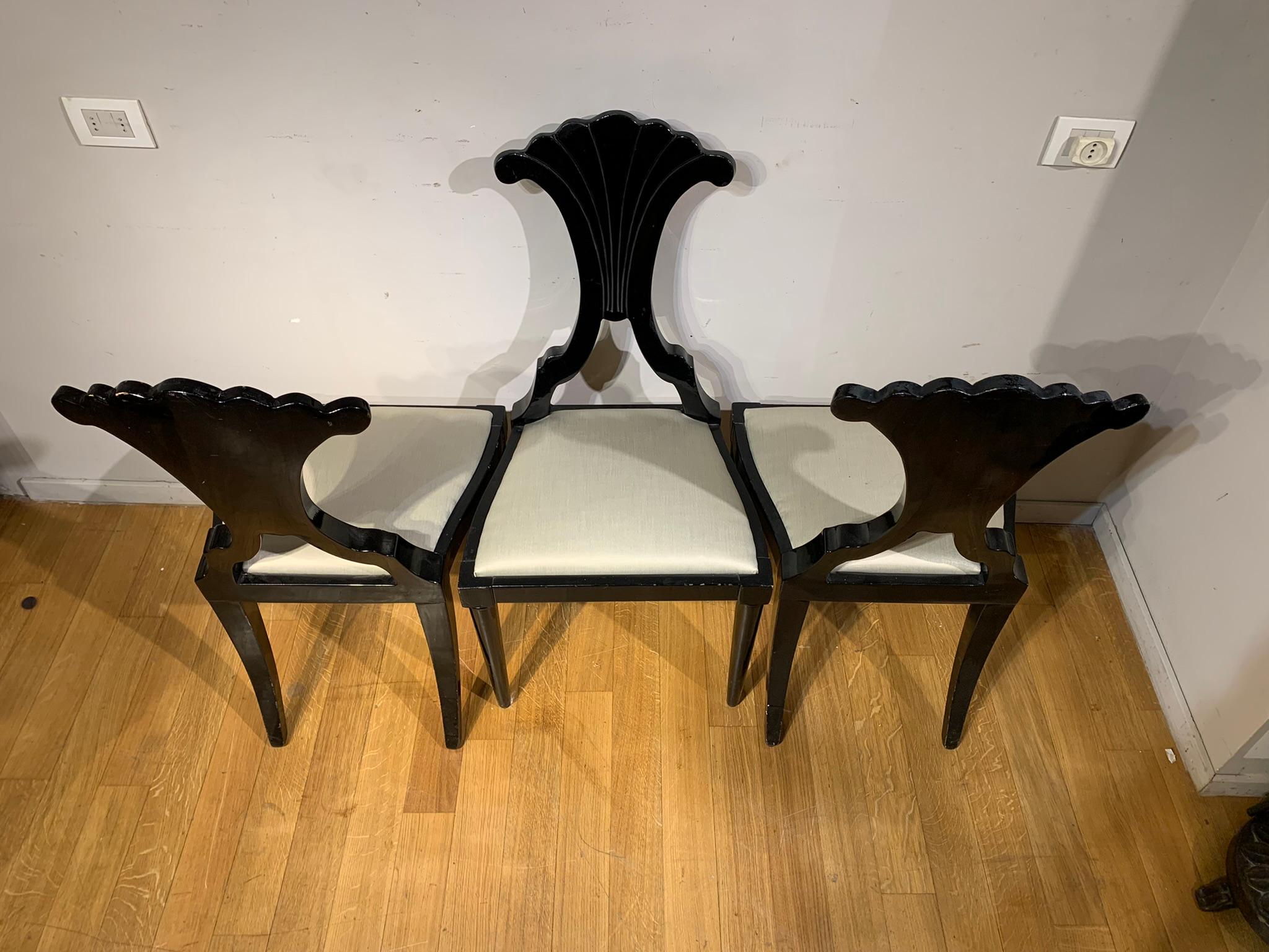 Six Ebonized Wood Biedermeier Chairs 4