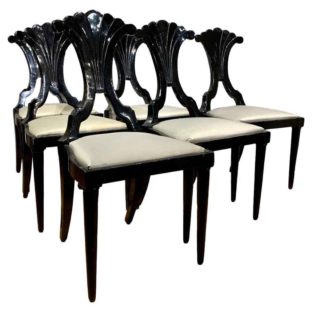 Six Ebonized Wood Biedermeier Chairs