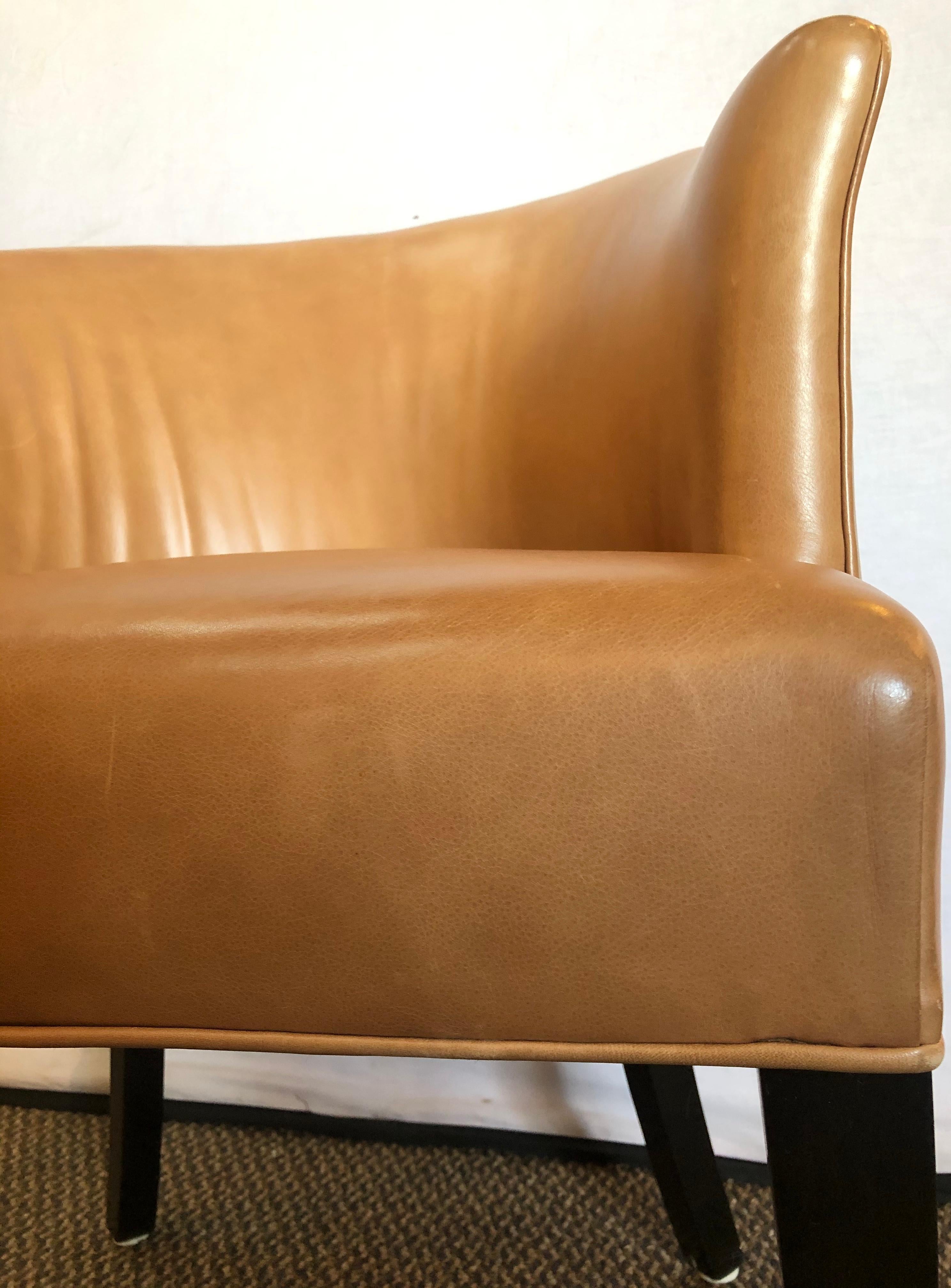 Six Edward Wormley Dining Chairs. Mid-Century Modern Leather Upholstered 10