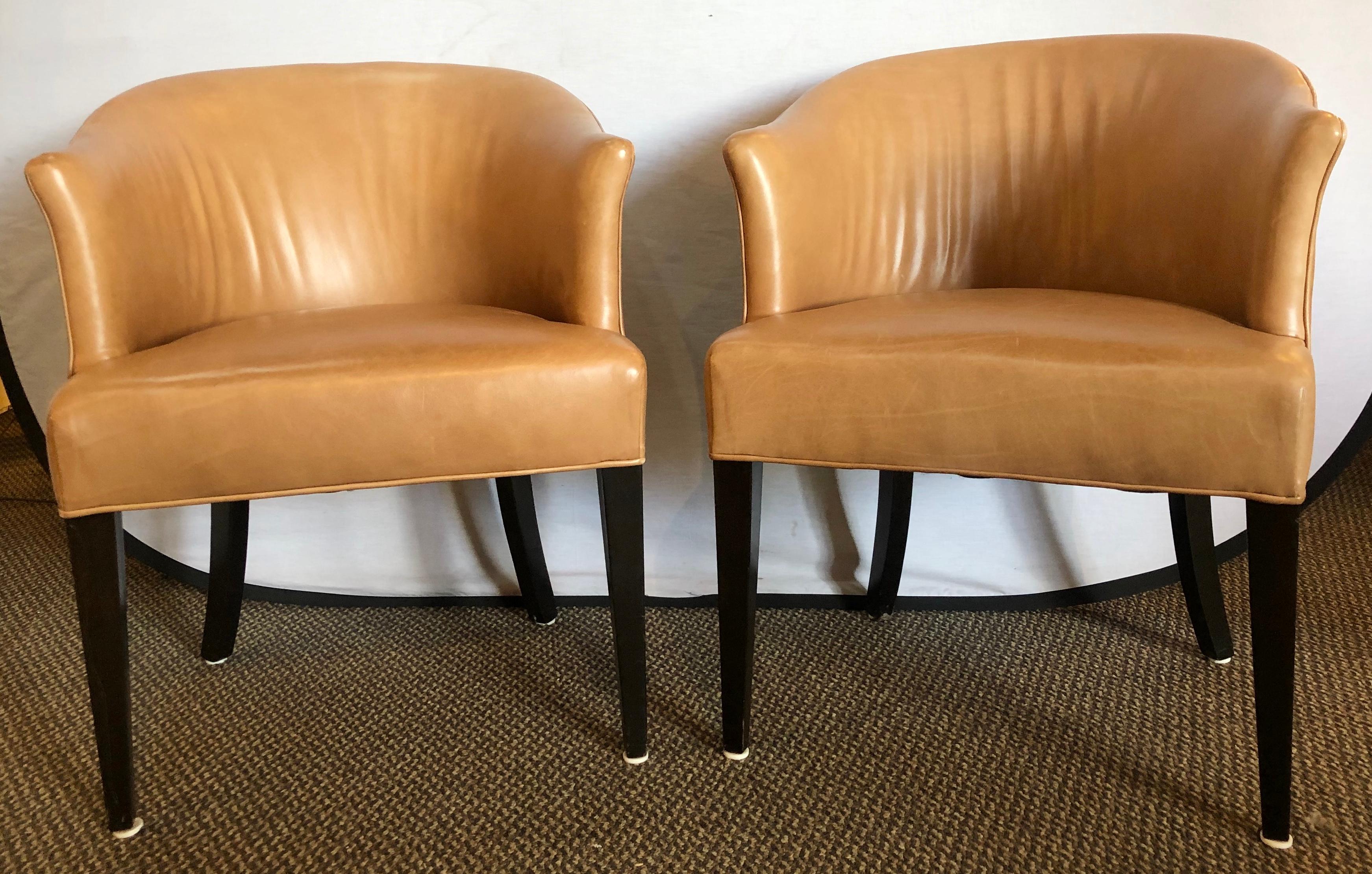 Six Edward Wormley Dining Chairs. Mid-Century Modern Leather Upholstered 1