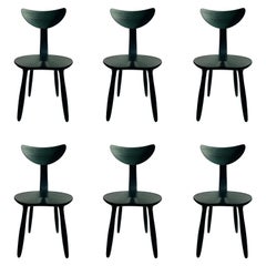Six English Green Stained Ash Daiku Chair by Victoria Magniant