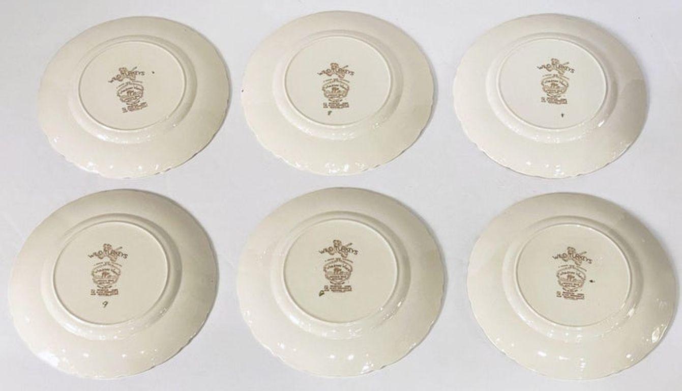 Six English Transfer-Ware Turkey Plates, Wild Turkey Flying by Johnson Brothers For Sale 7