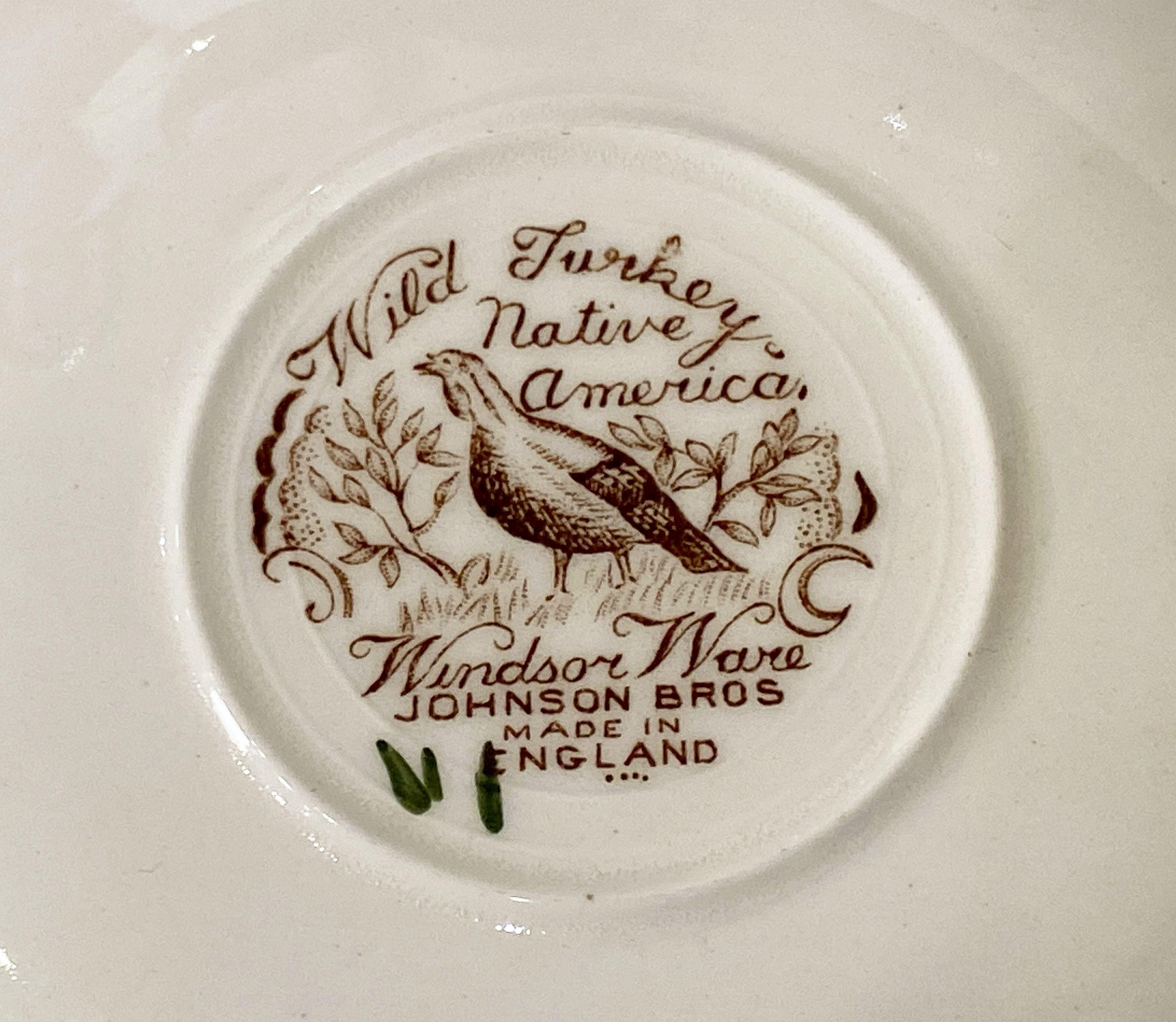 Seis tazas y platillos ingleses para pavo, Wild Turkey Flying de Johnson Brothers en venta 13