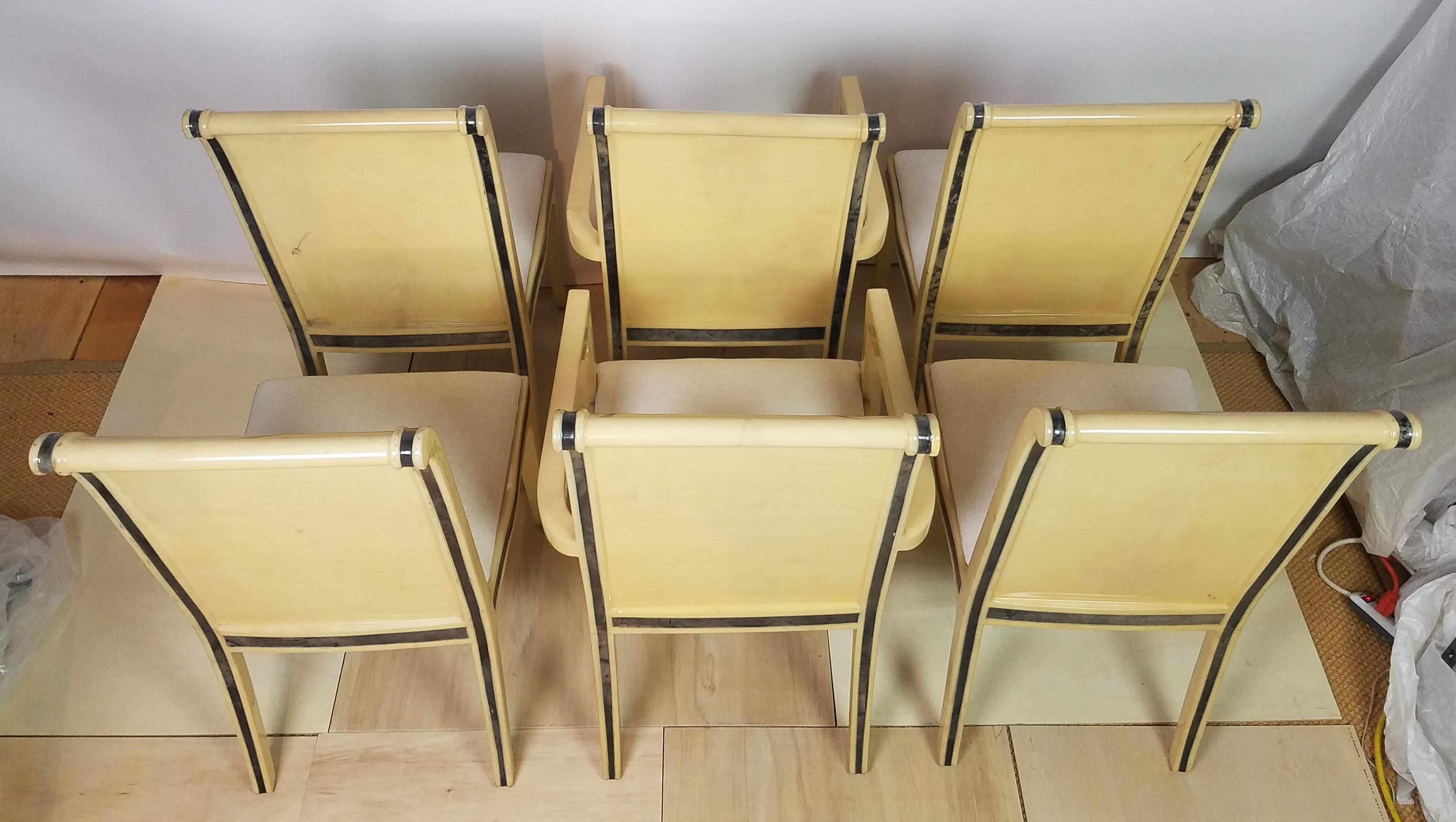 Colombien Six chaises de salle à manger en peau de chèvre Enrique Garcel Columbia 1970s en vente