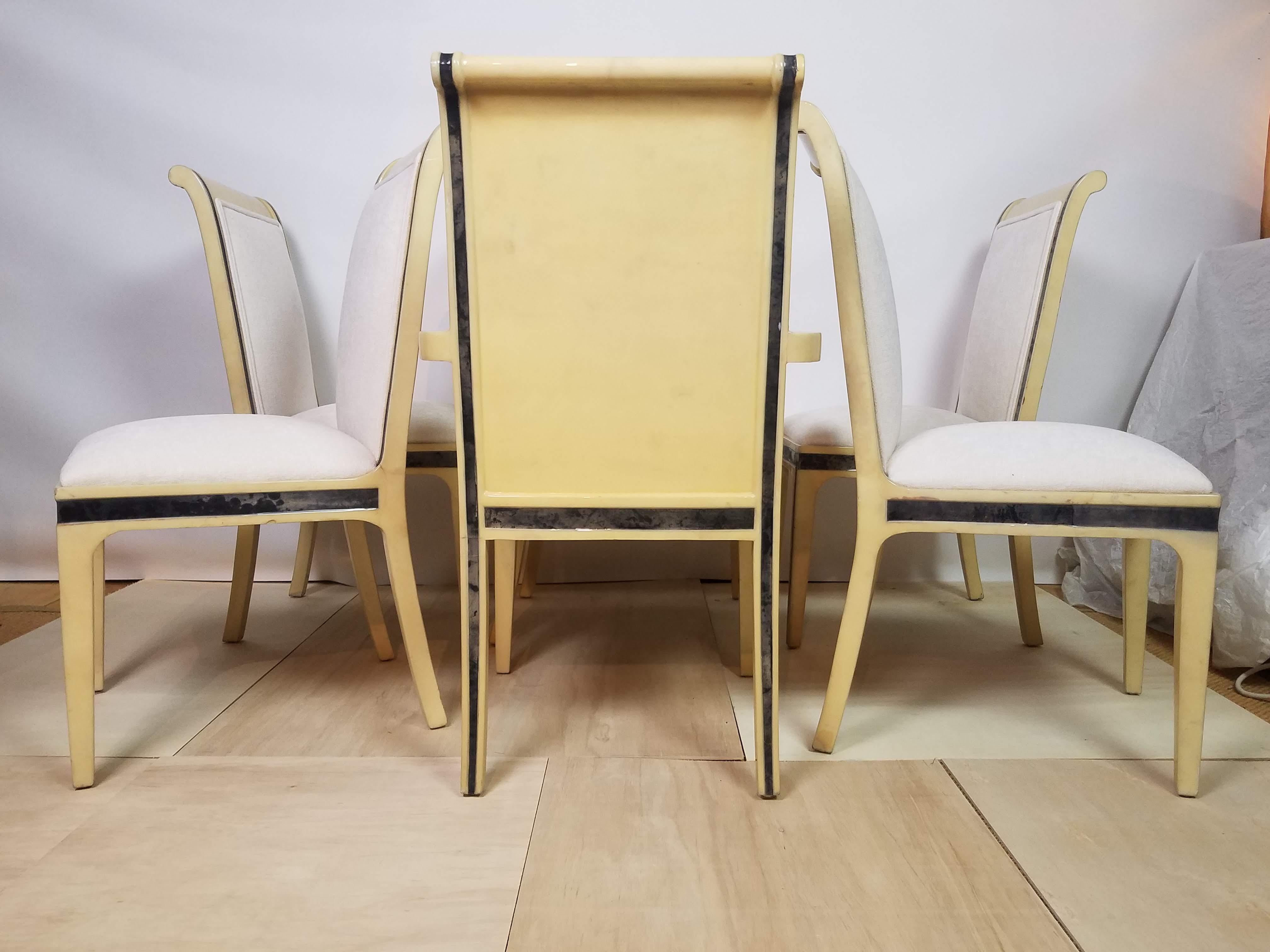 Six chaises de salle à manger en peau de chèvre Enrique Garcel Columbia 1970s Bon état - En vente à Camden, ME