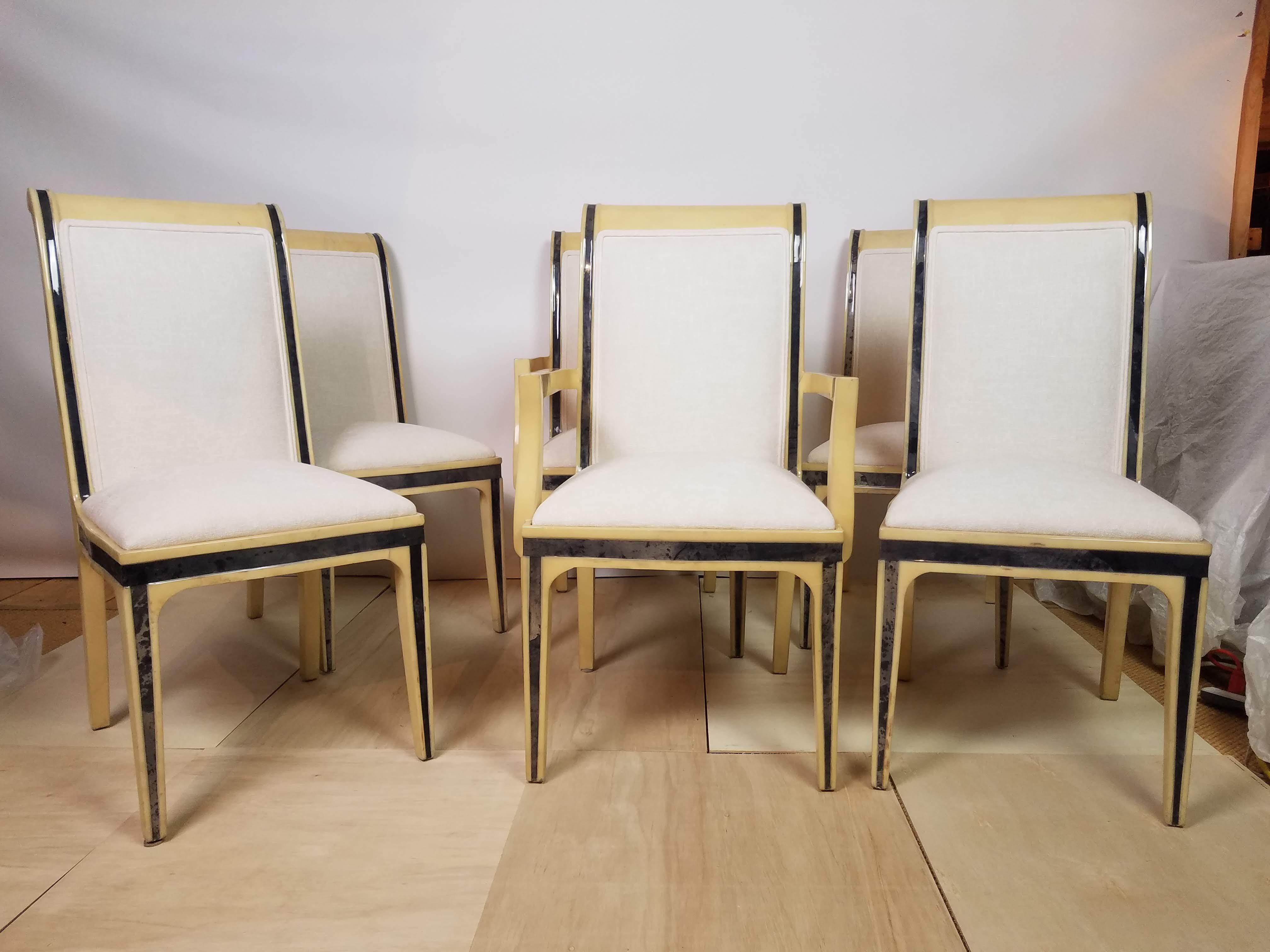 20ième siècle Six chaises de salle à manger en peau de chèvre Enrique Garcel Columbia 1970s en vente