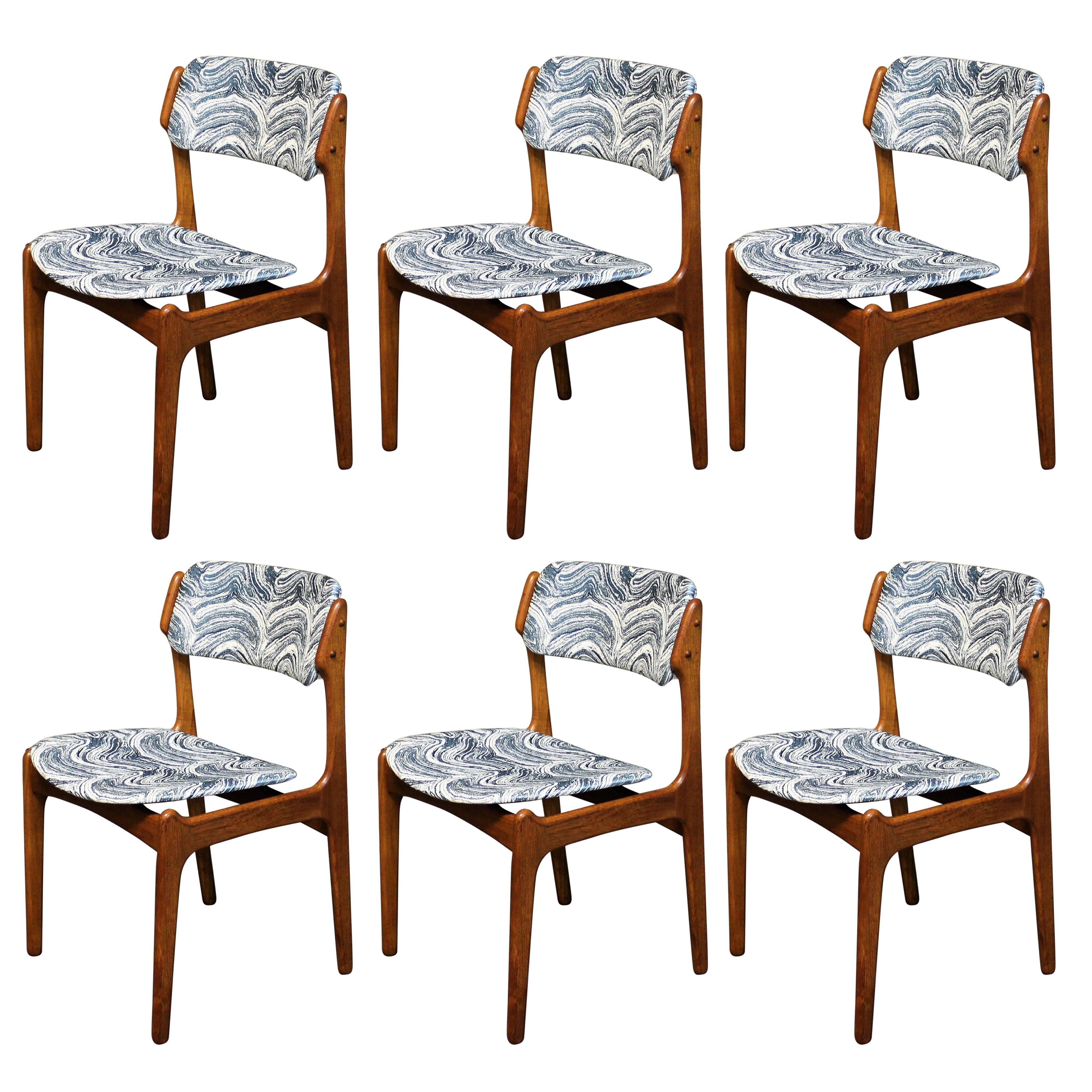 Six Erik Buch Danish Teak Dining Chairs for Oddense Maskinsnedkeri
