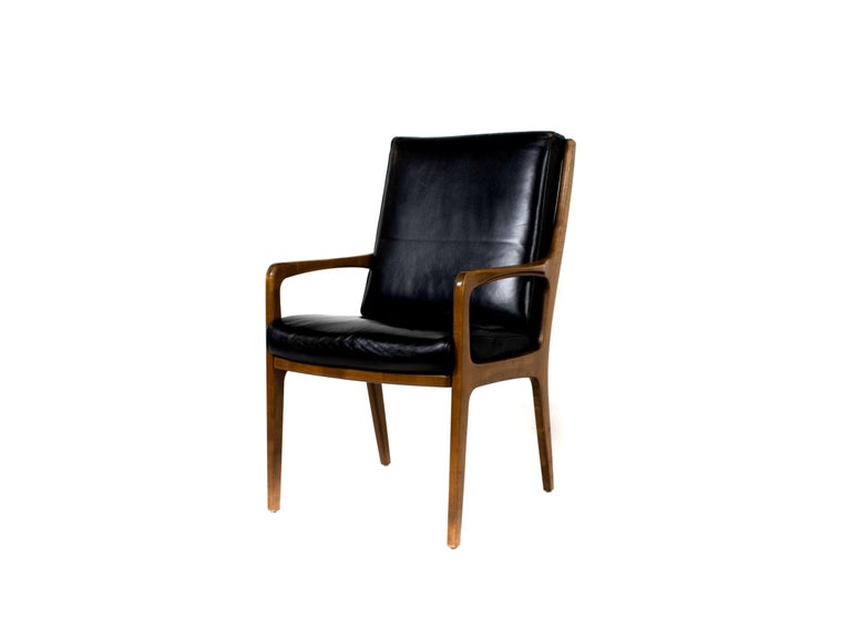 Six Eugen Schmidt High-Back Conference Chairs in Leather and Wood For Sale 4