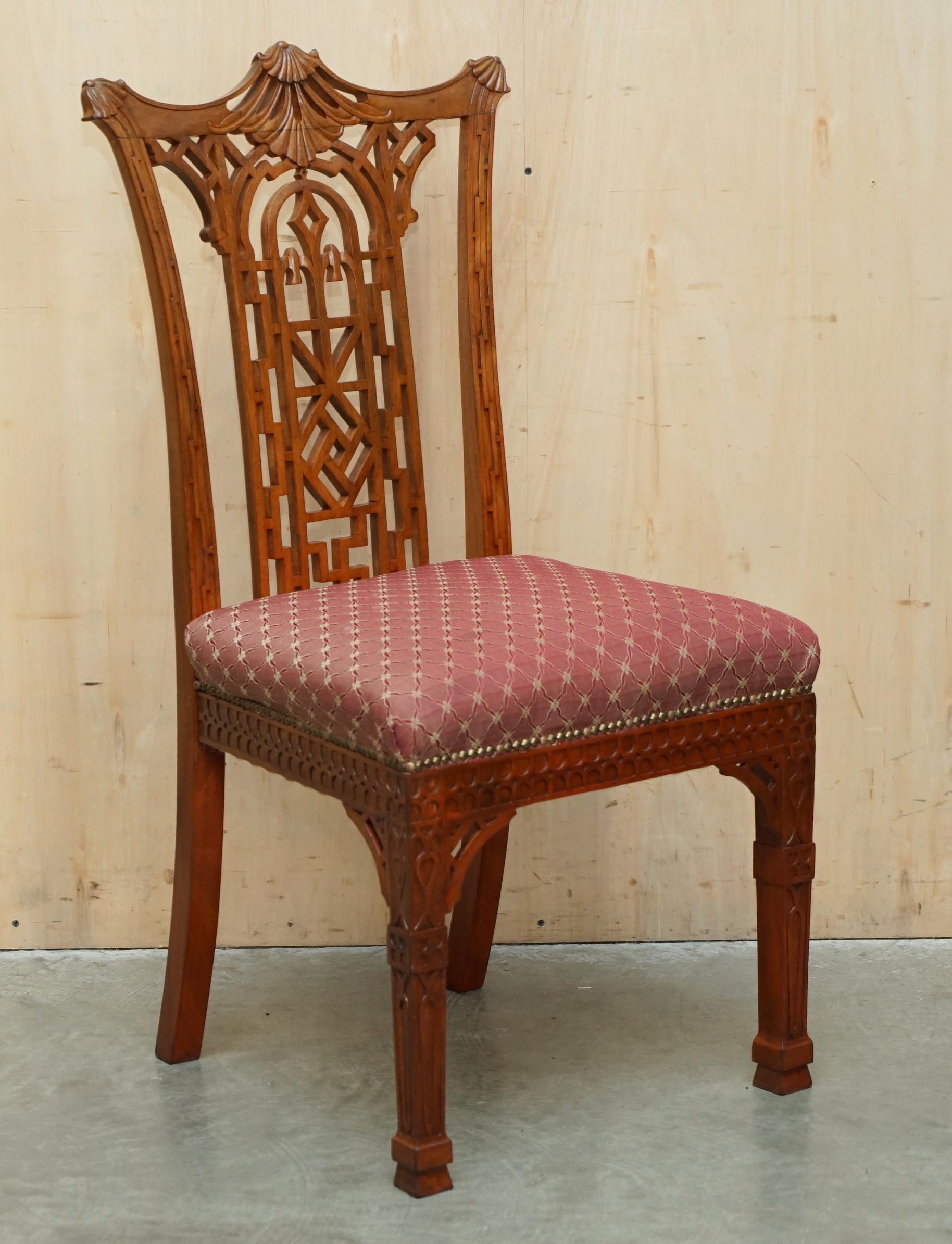 Royal House Antiques

We are delighted to offer this stunning suite of museum quality, George III style Thomas Chippendale Chinese Pagoda top dining chairs

Please note the delivery fee listed is just a guide and covers London only for the UK and
