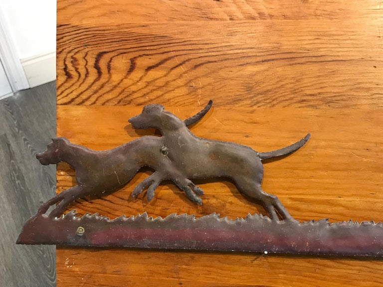Six Extraordinary Antique Copper Fox Hunt Motif Wall Sculptures For