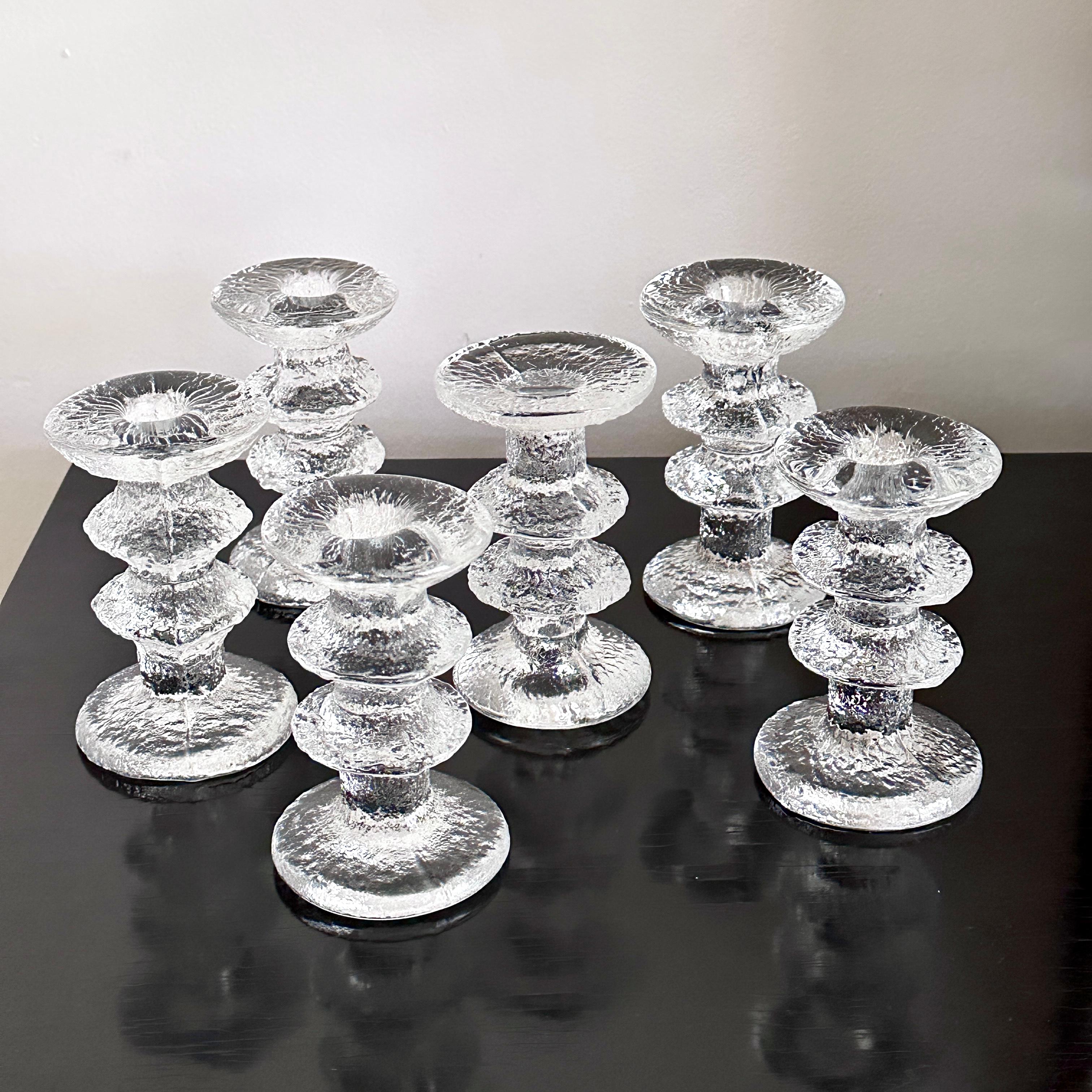 Verre Six chandeliers Festivo à deux anneaux, designs de Timo Sarpaneva pour Iittala en vente