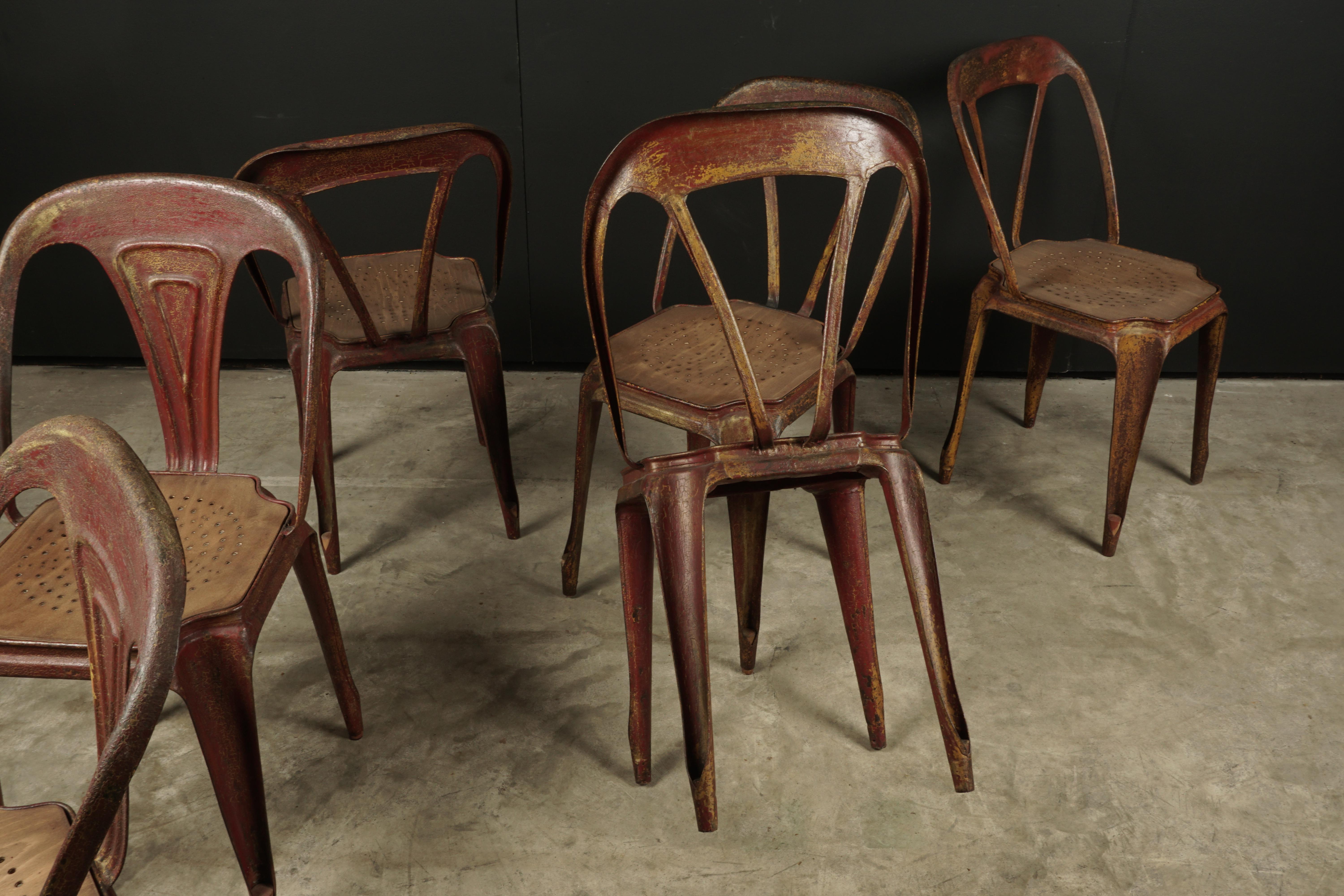 Vintage Set of Six Fibrocit Bistro Chairs, France, circa 1950 In Good Condition In Nashville, TN