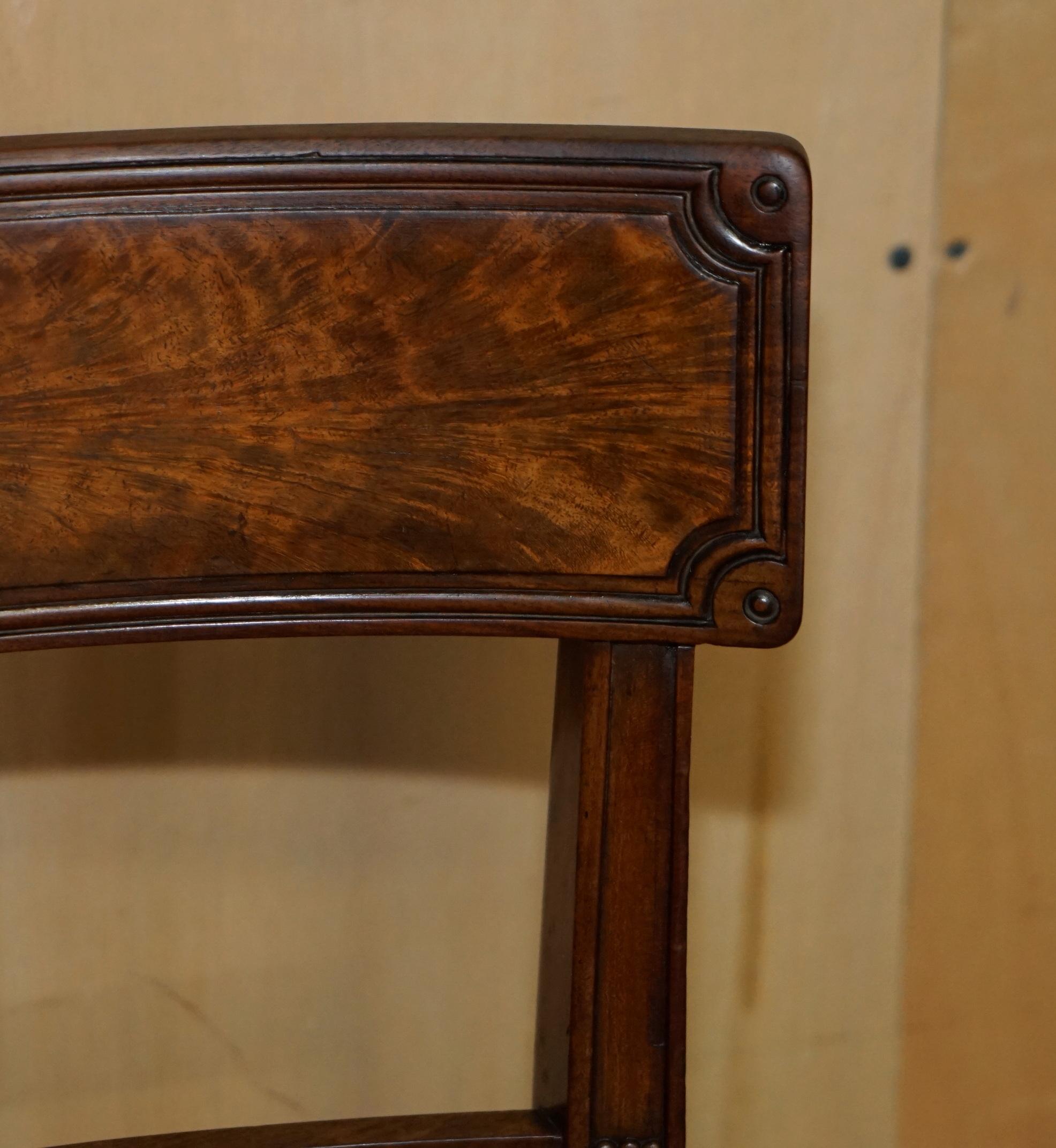 SIX FINE ANTIQUE REGENCY 1820 BROWN LEATHER HARDWOOD CHESTERFIELD DiNING CHAIRS In Good Condition For Sale In West Sussex, Pulborough