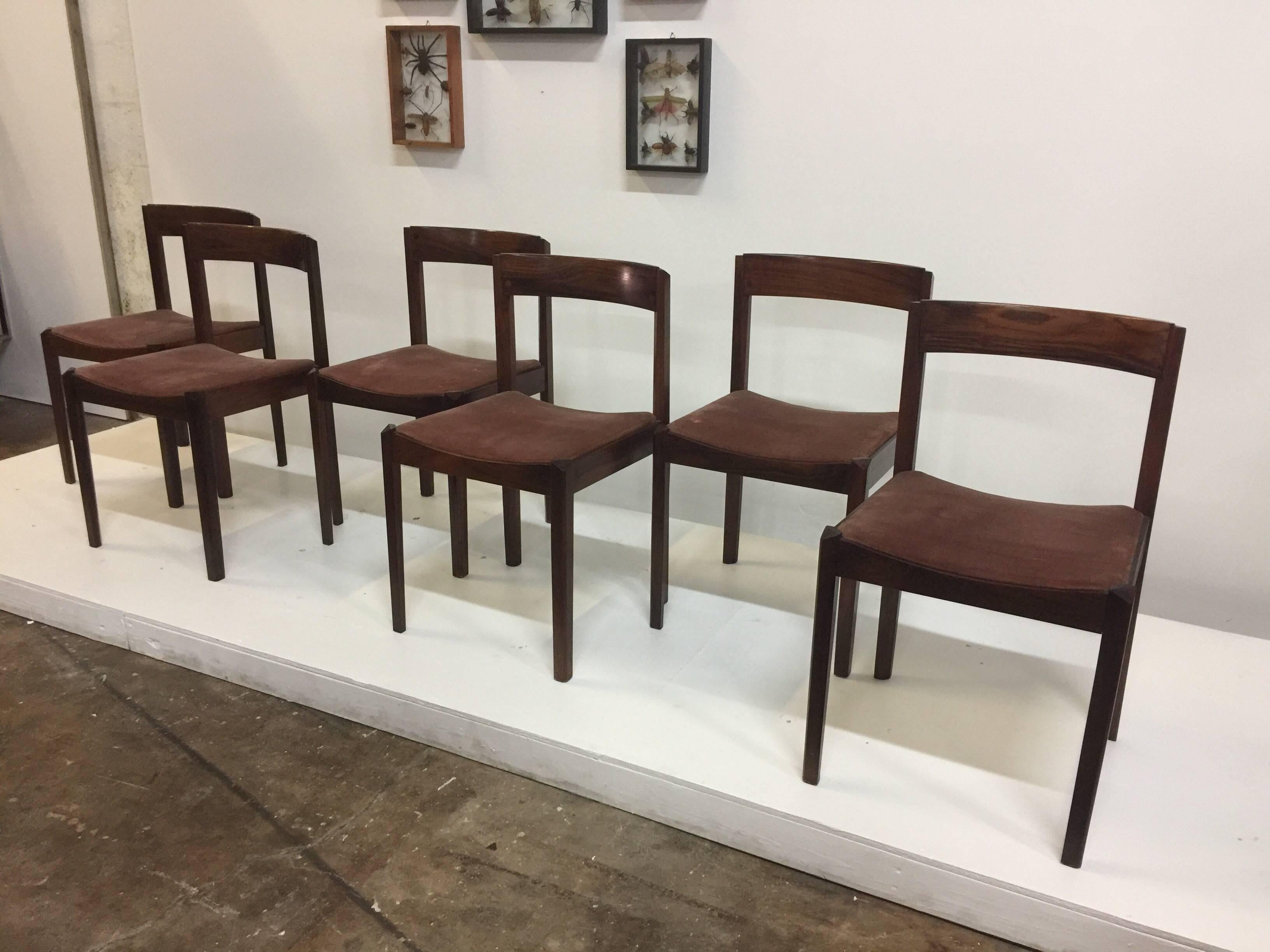 Six Fine Danish Walnut Dining Chairs For Sale 2