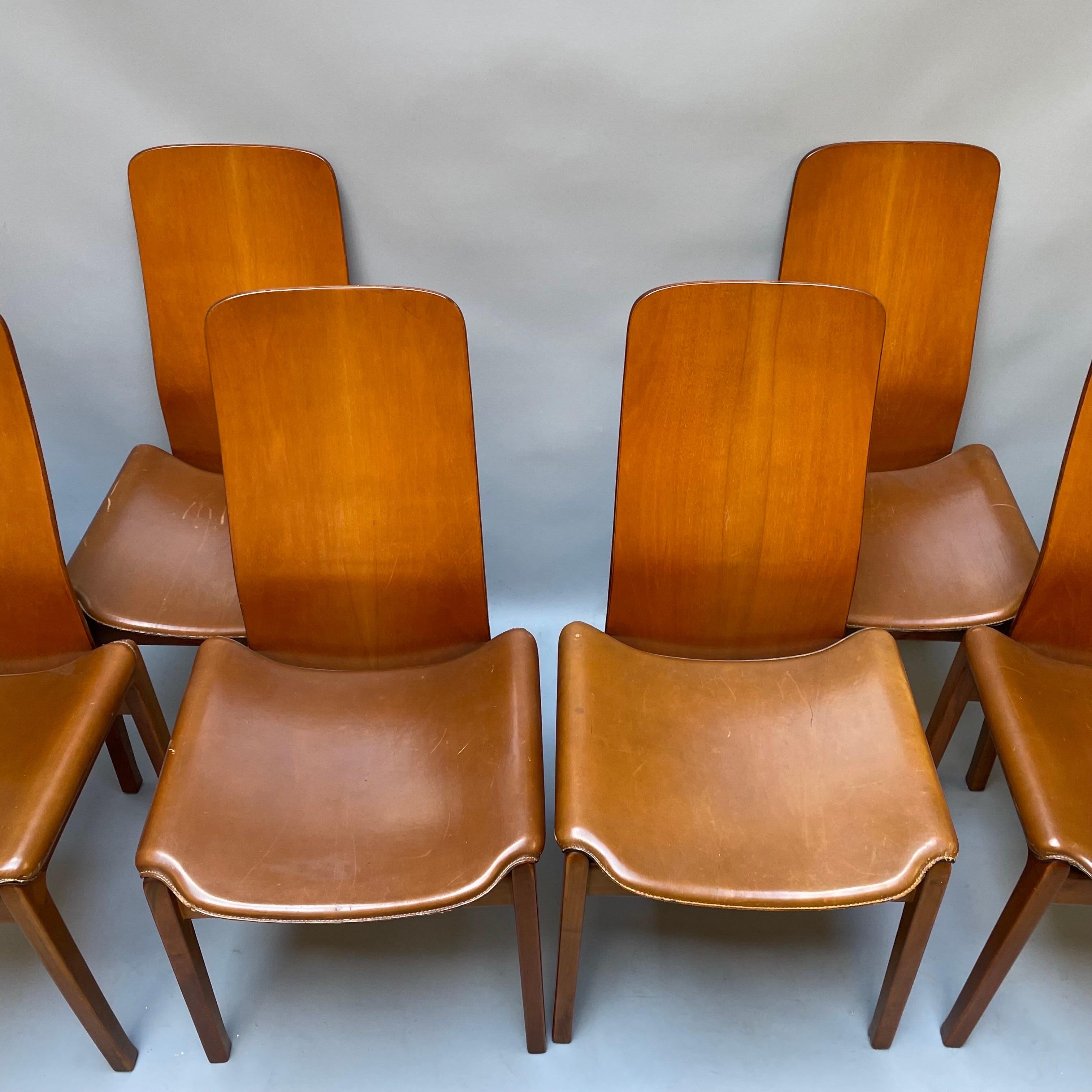 Six Fiorenza Chairs by Tito Agnoli, Molteni  4