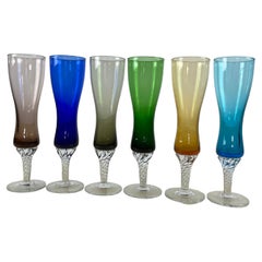 Six Flutes in Colored Murano Glass, Italy, 1960