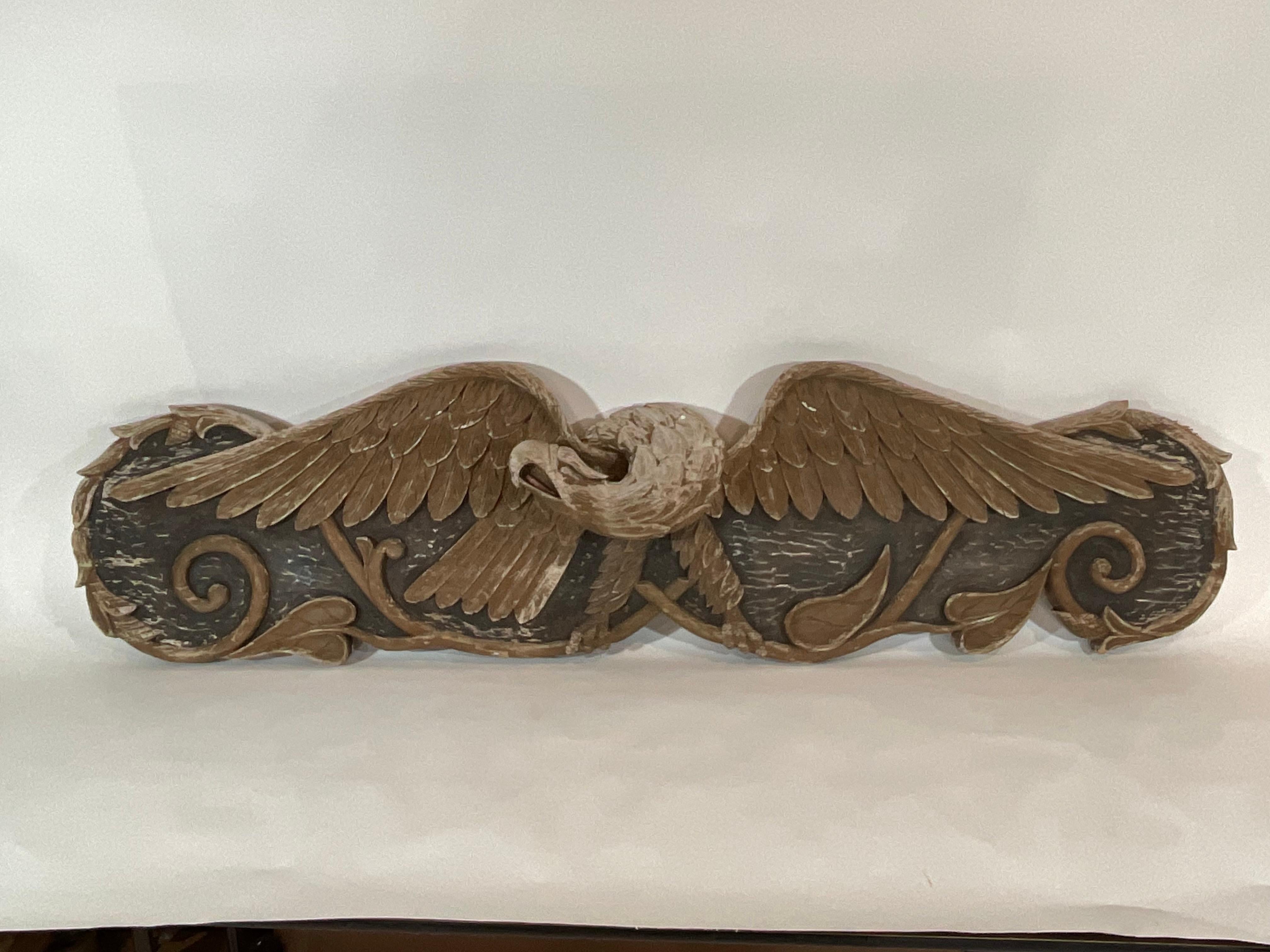 Six Foot Carved Eagle Stern Board In Good Condition In Norwell, MA