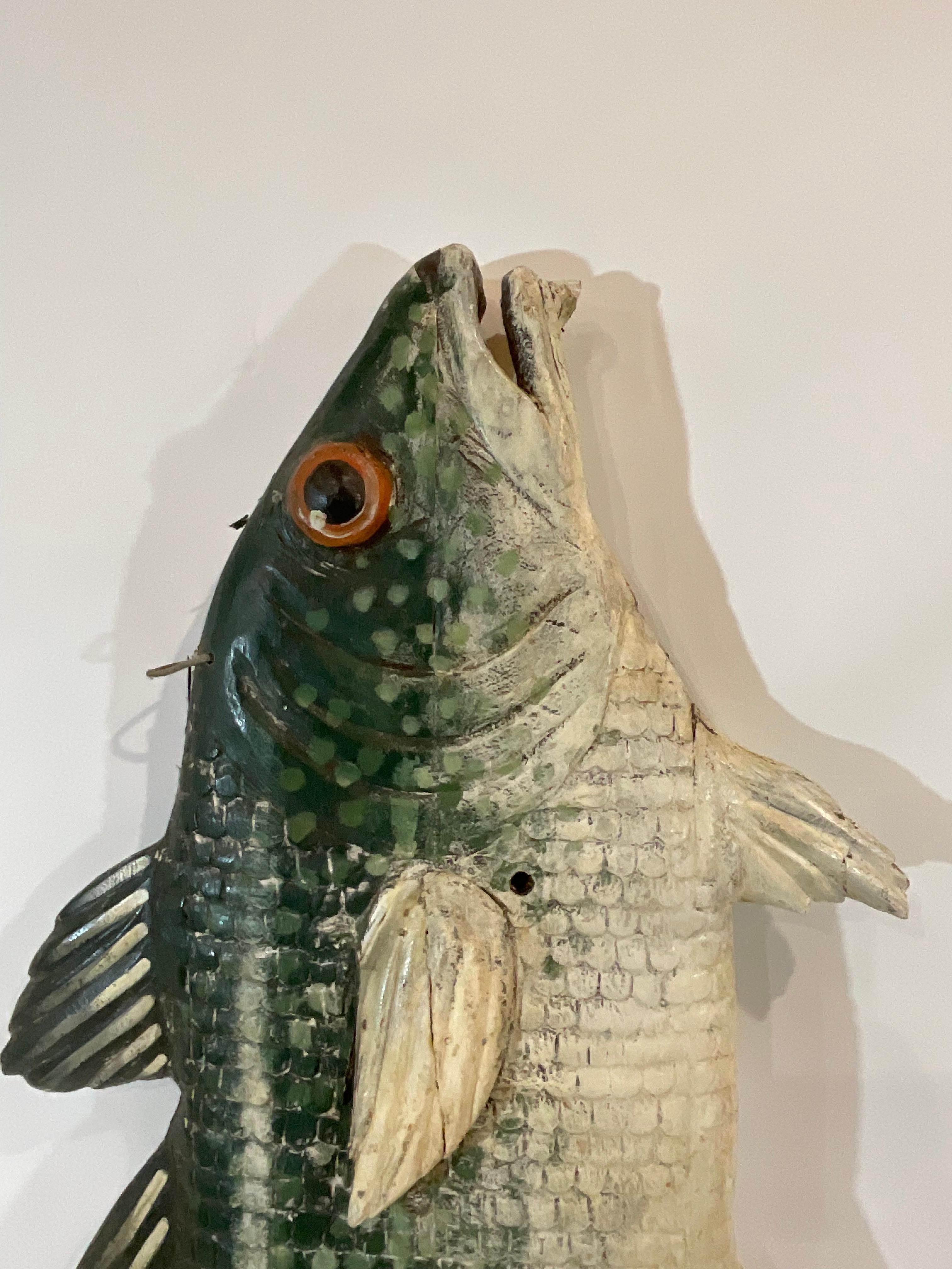 European Six Foot Carved Fish from England For Sale
