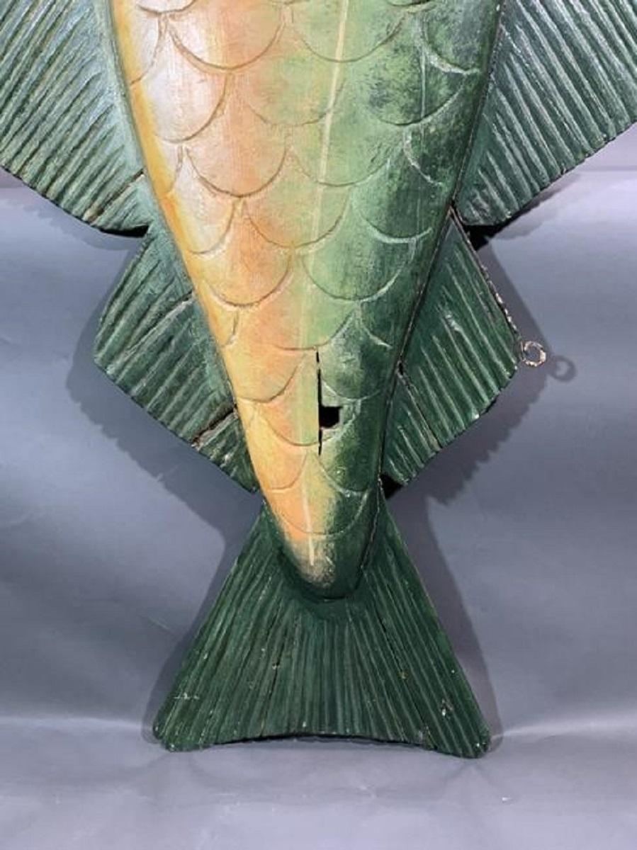 British Six Foot Carved Fish From England For Sale