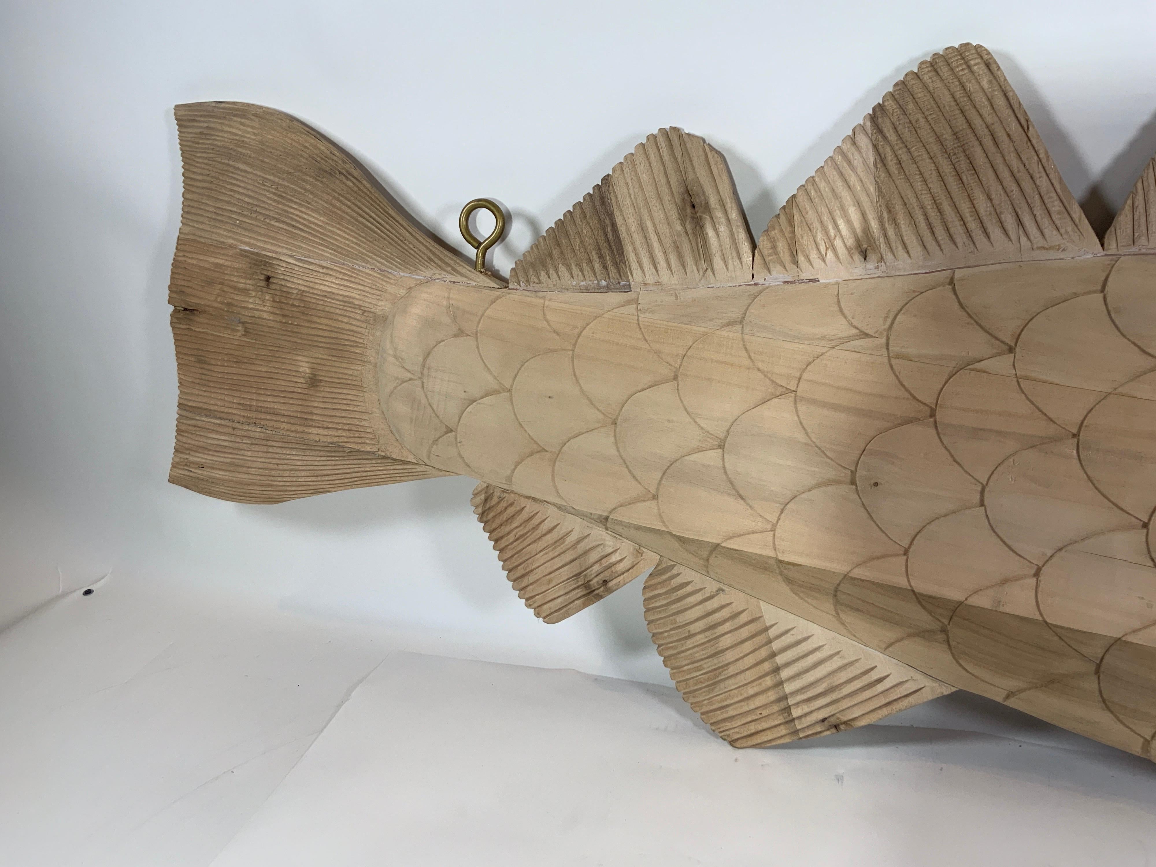 Six Foot Carved Wood Codfish In Excellent Condition For Sale In Norwell, MA