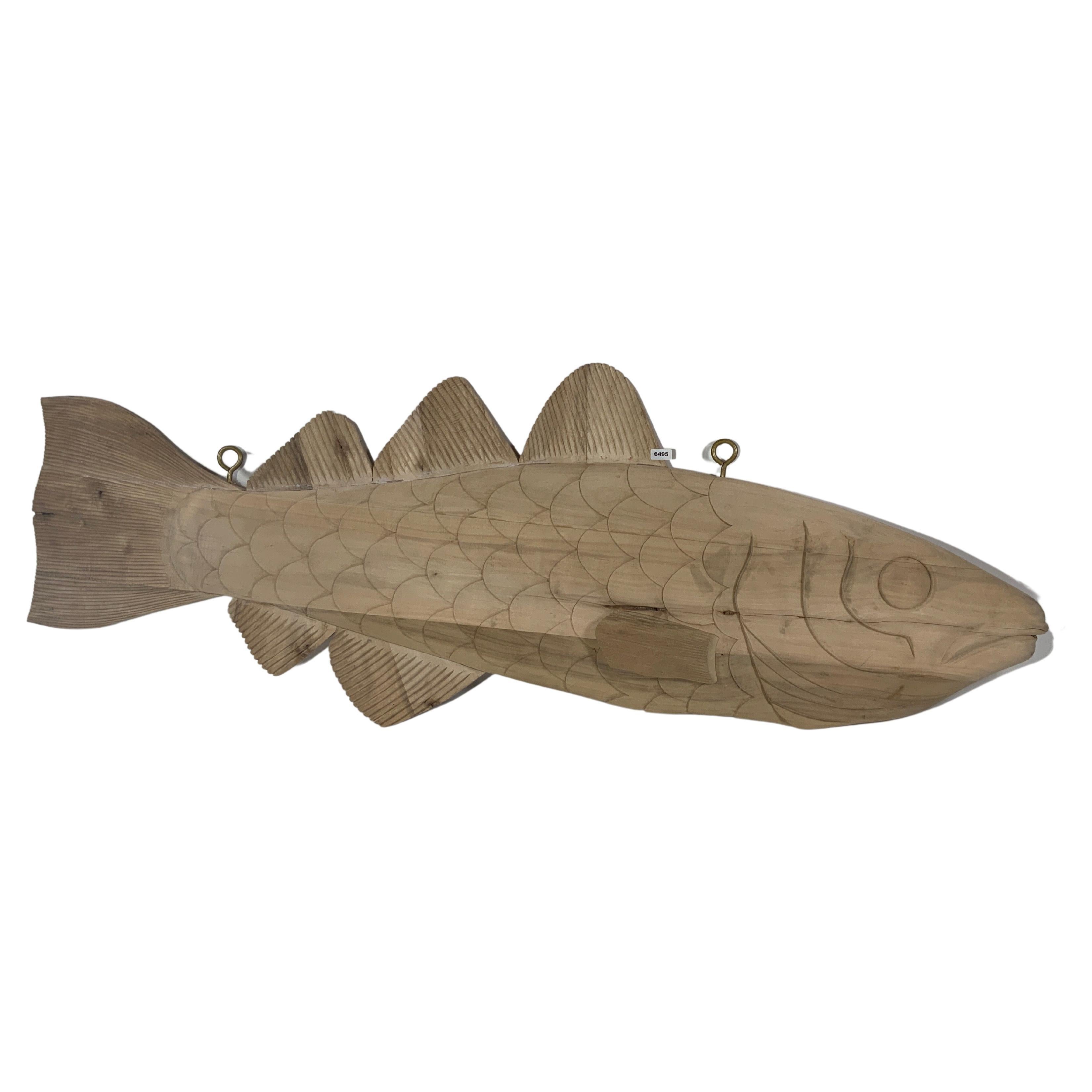 Six Foot Carved Wood Codfish For Sale