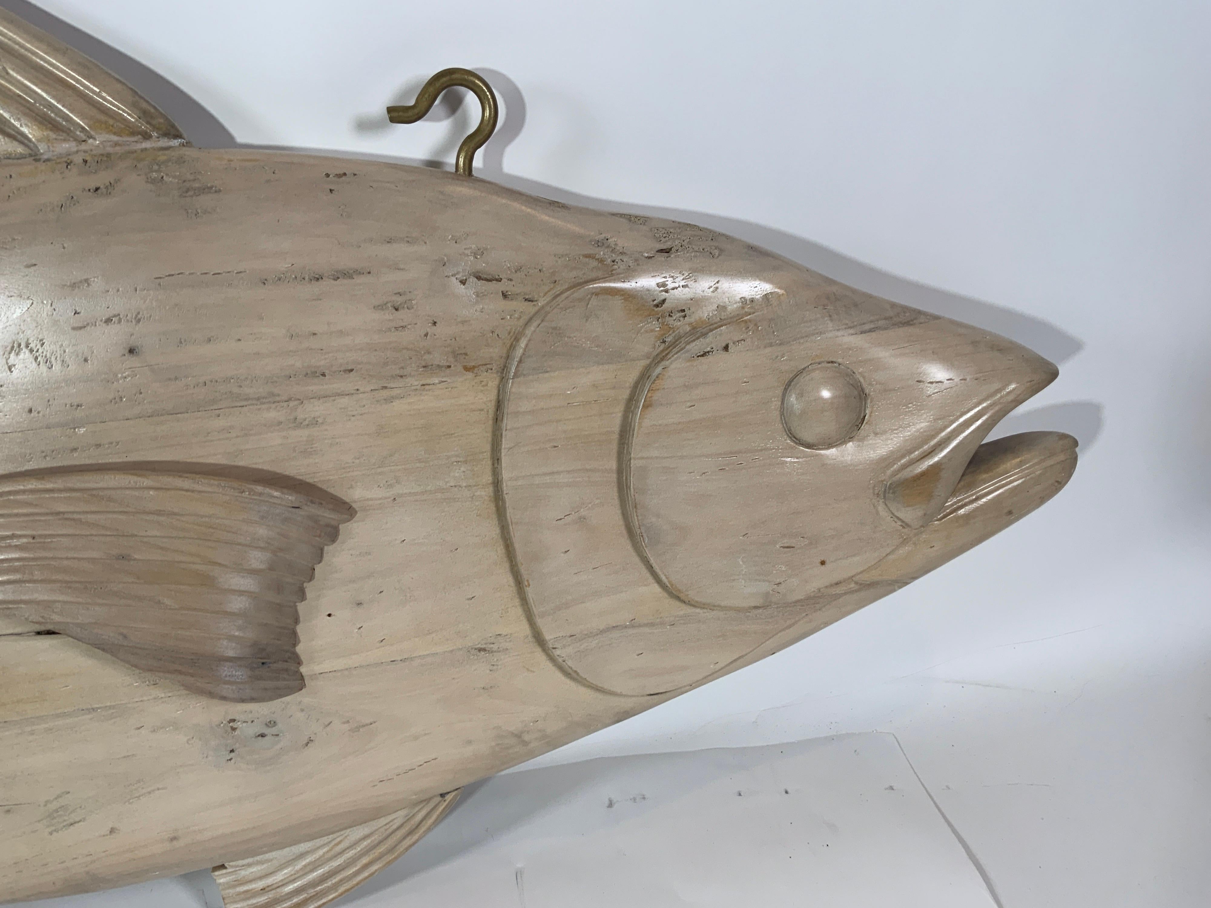 Woodwork Six Foot Carved Wood Tuna Fish For Sale