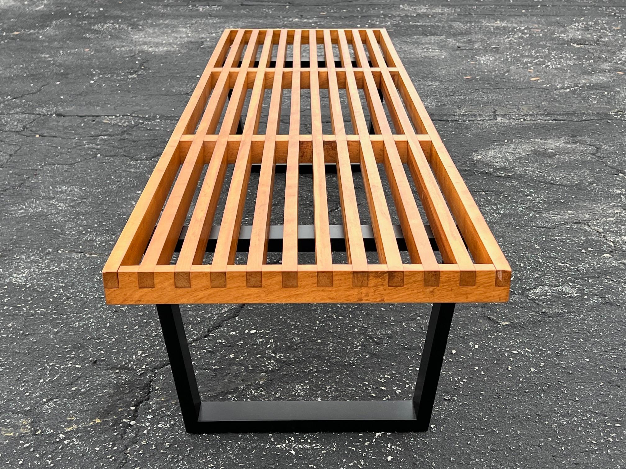 Mid-Century Modern Six Foot George Nelson Classic Slat Bench 1950's Original For Sale