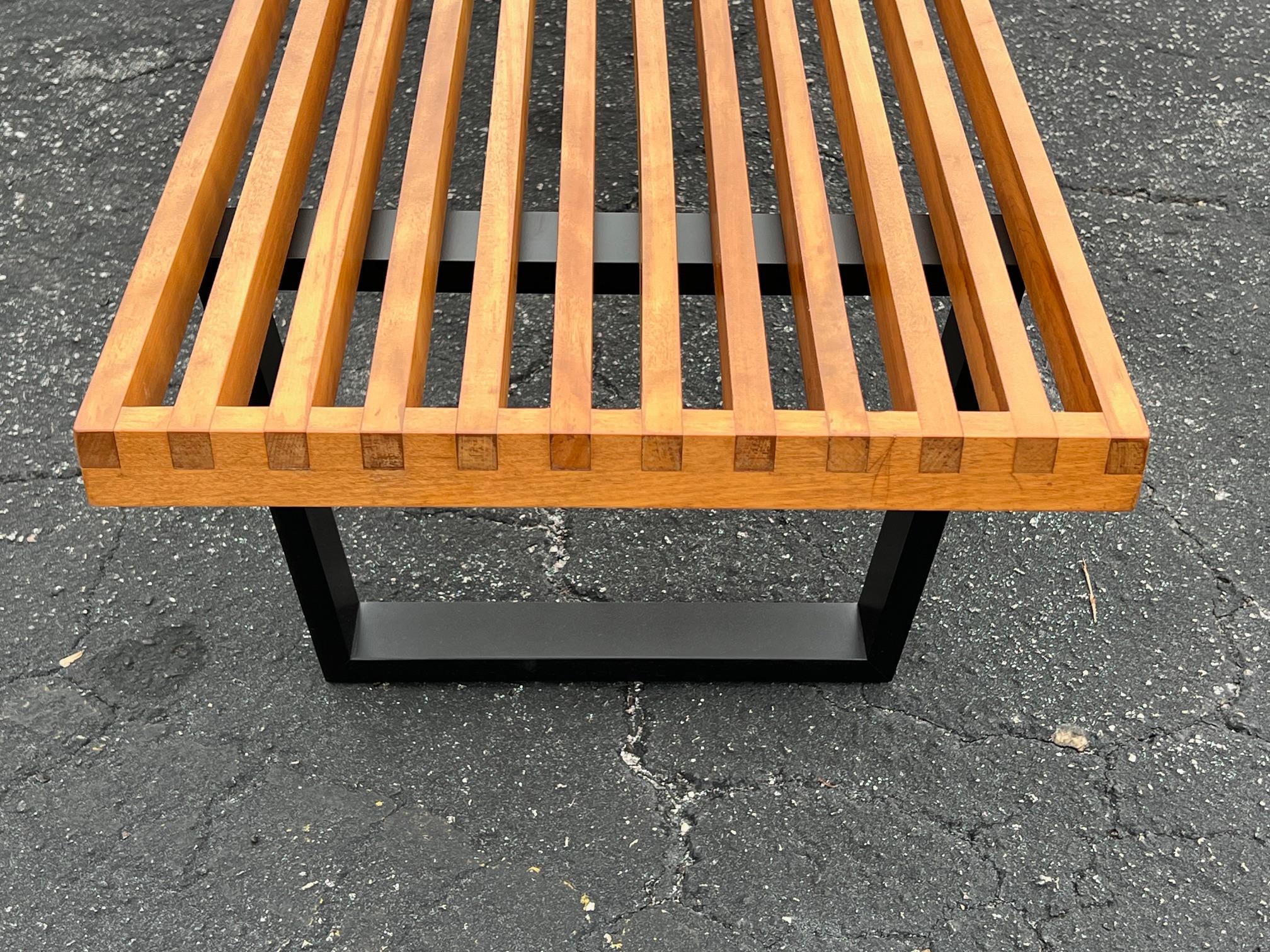 Mid-20th Century Six Foot George Nelson Classic Slat Bench 1950's Original For Sale