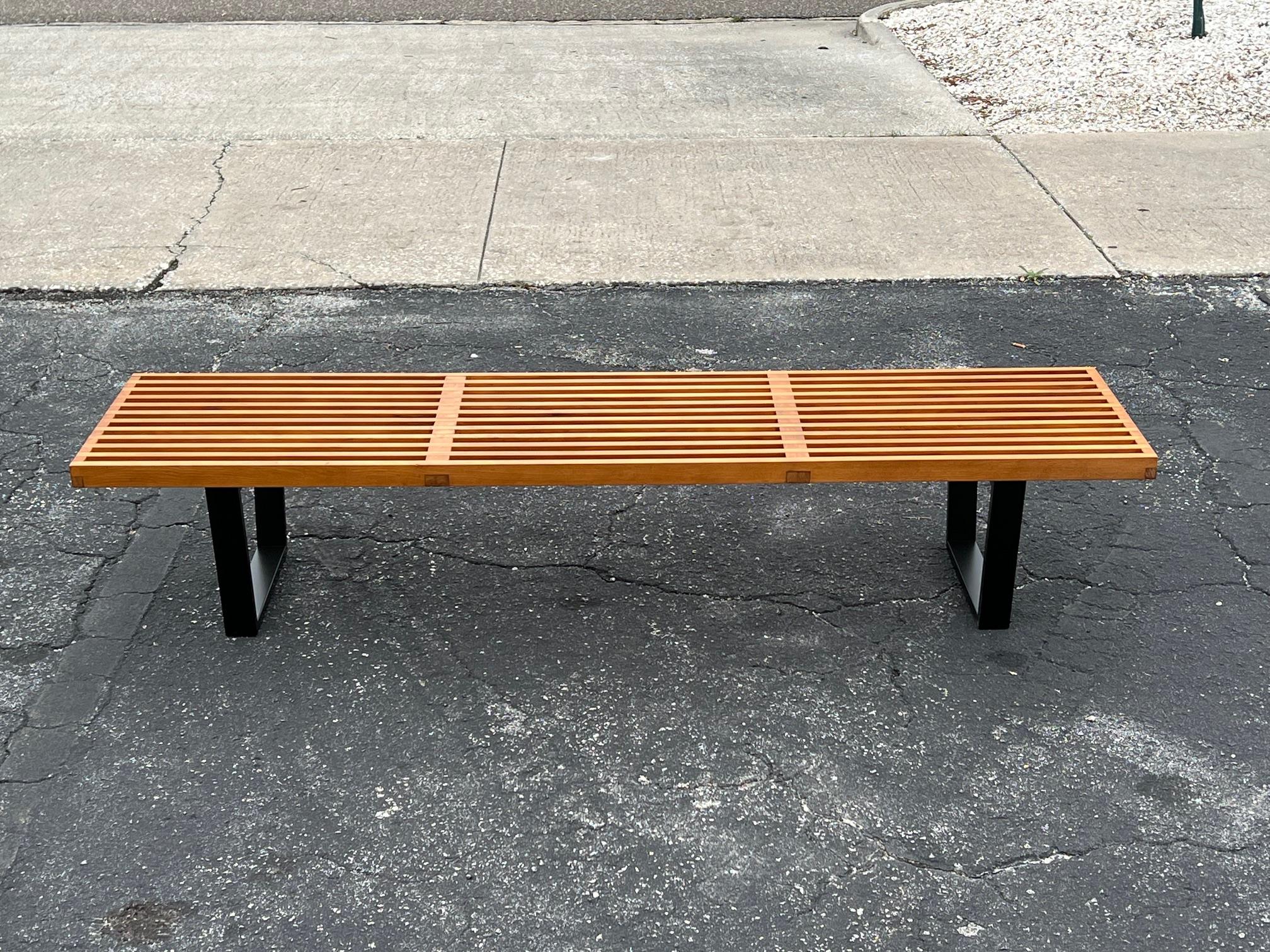 Maple Six Foot George Nelson Classic Slat Bench 1950's Original For Sale