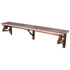 Table console à six pieds de long avec plateau en marbre