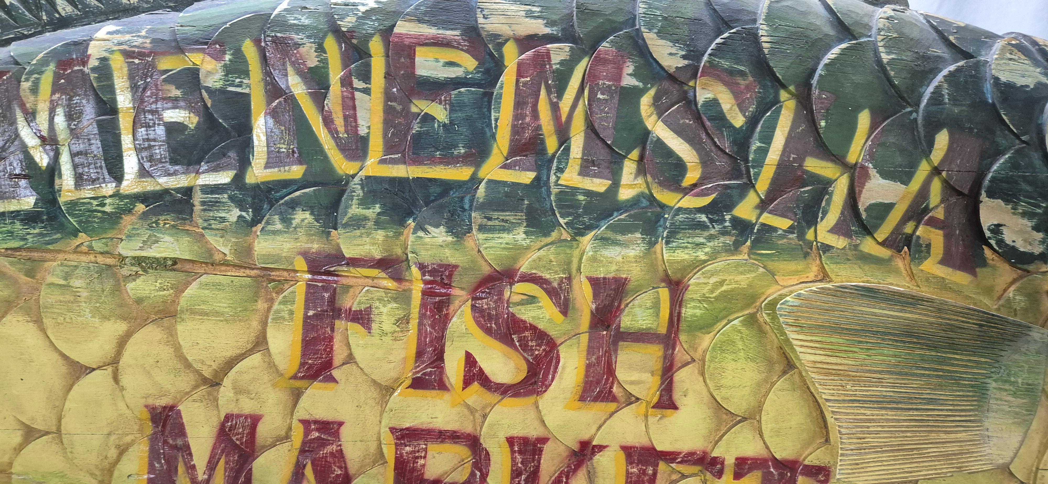 Cartel comercial de seis pies del mercado de pescado de Menemsha en venta 1