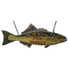 Cartel comercial de seis pies del mercado de pescado de Menemsha