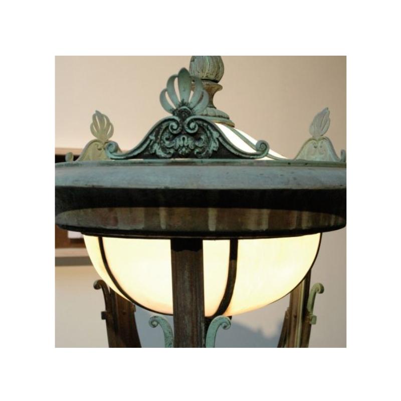 20th Century Six foot tall grand bronze entry lamps