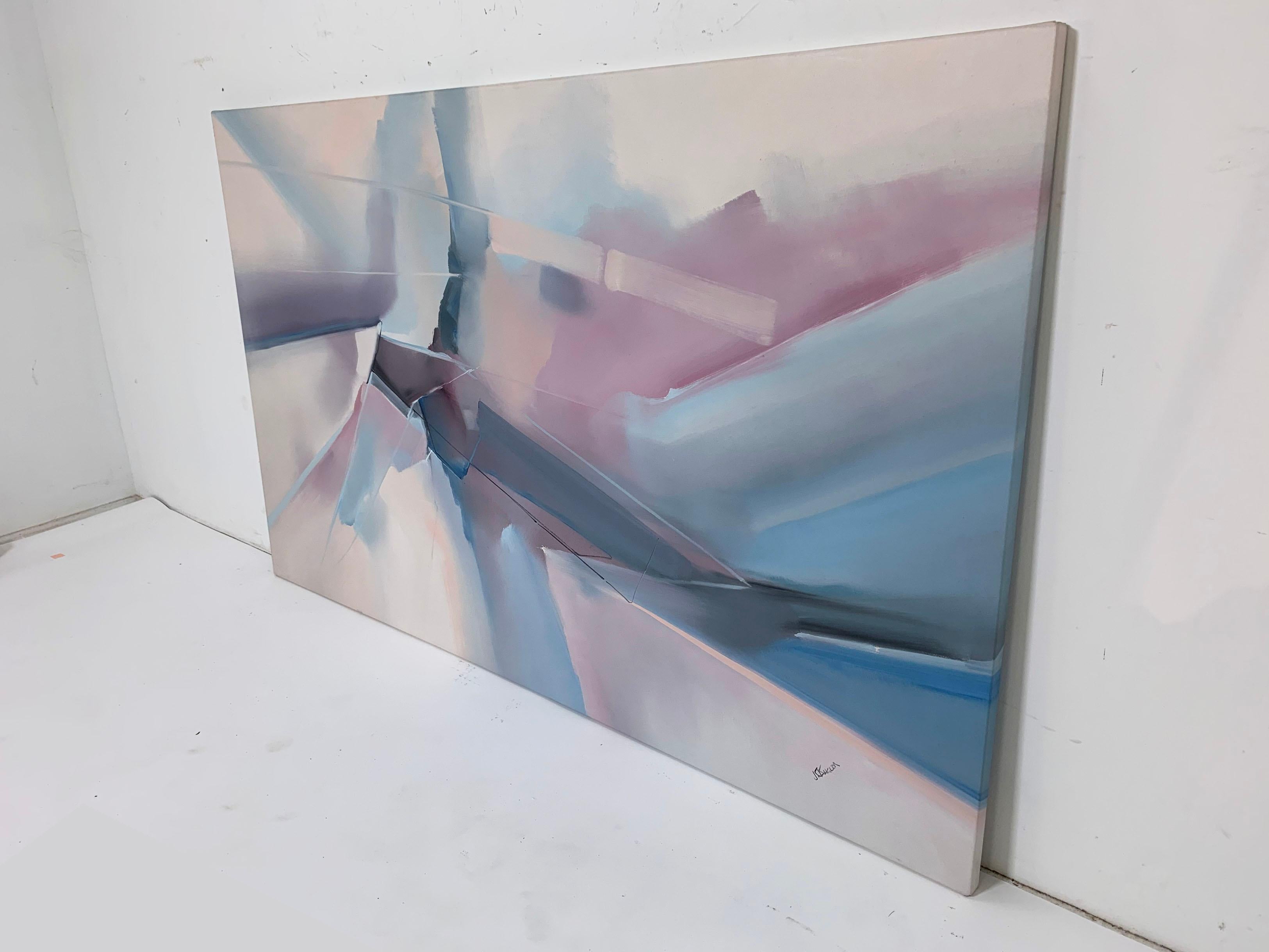 American Six Foot Wide Abstract Painting By Josef Kugler, circa 1970s