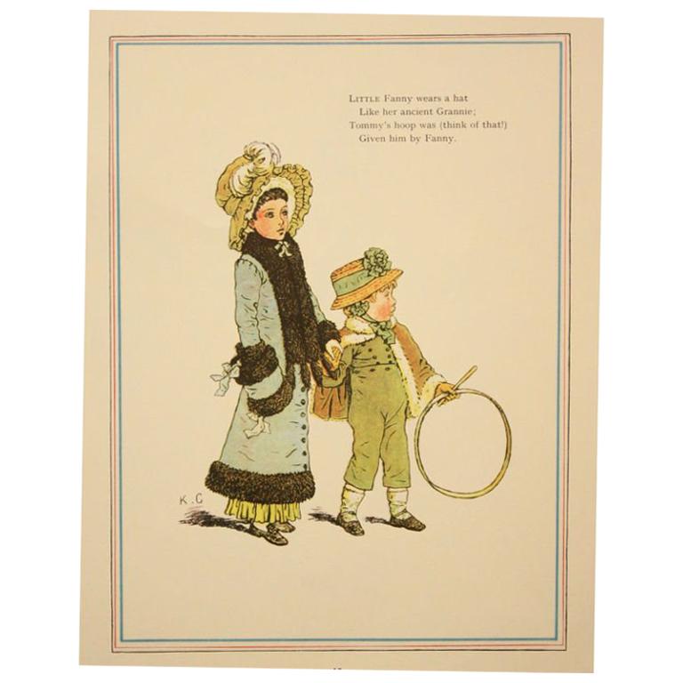 Six Framed Antique Kate Greenaway Prints, English, circa 1920 For Sale