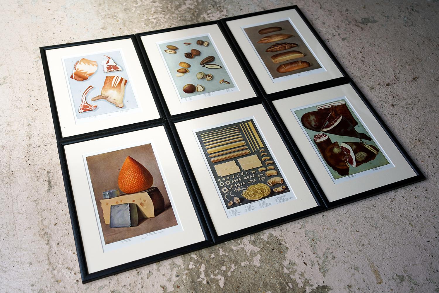 Edwardian Six Framed Food Related Lithographs; 
