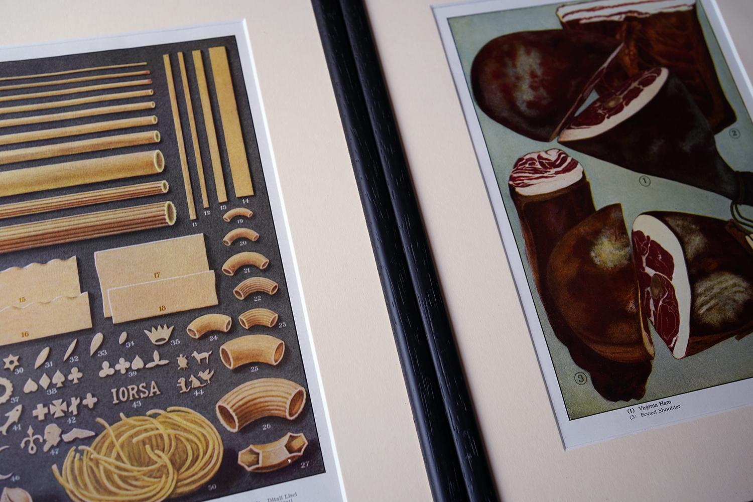 Paper Six Framed Food Related Lithographs; 