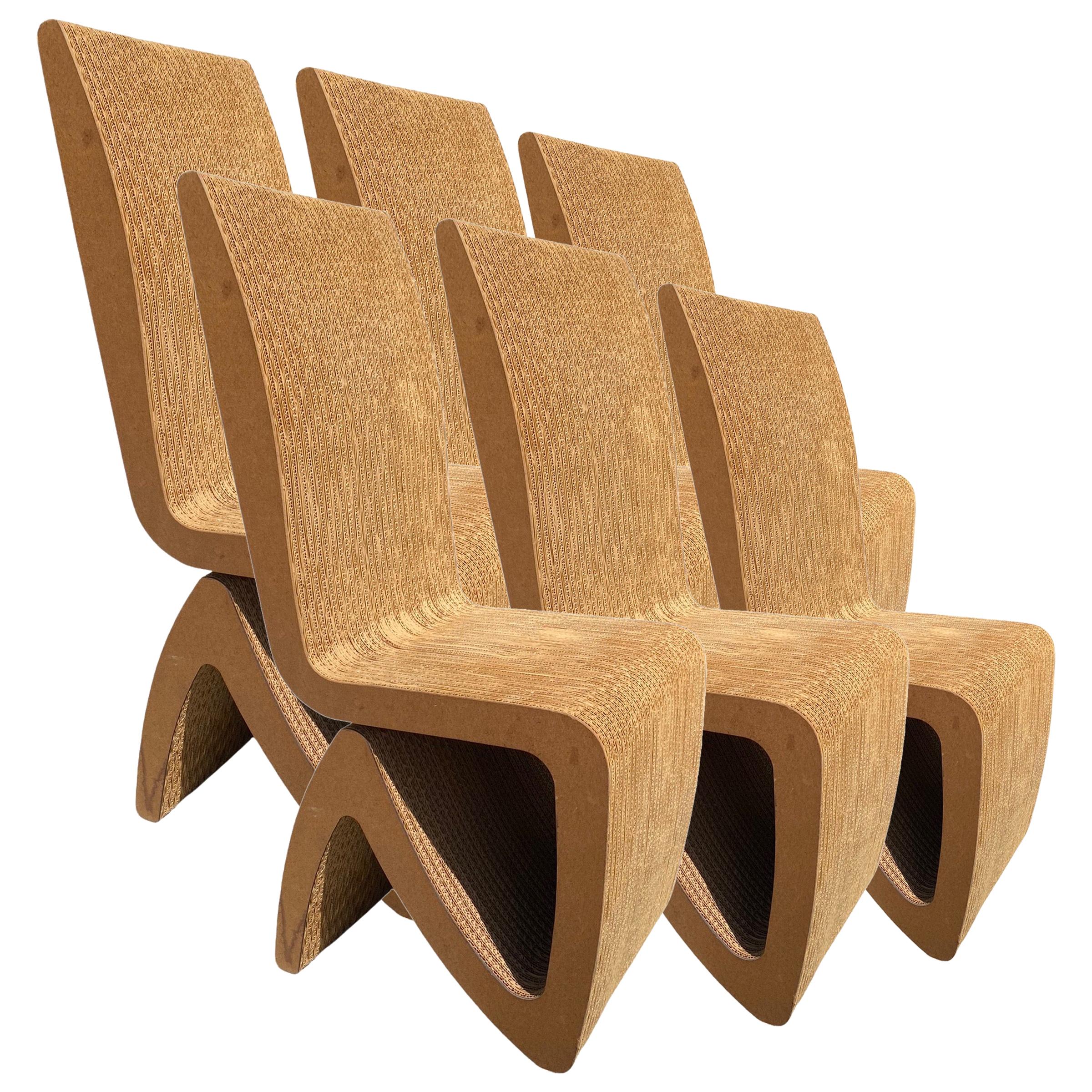Six Frank Gehry Corrugated Cardboard Chairs