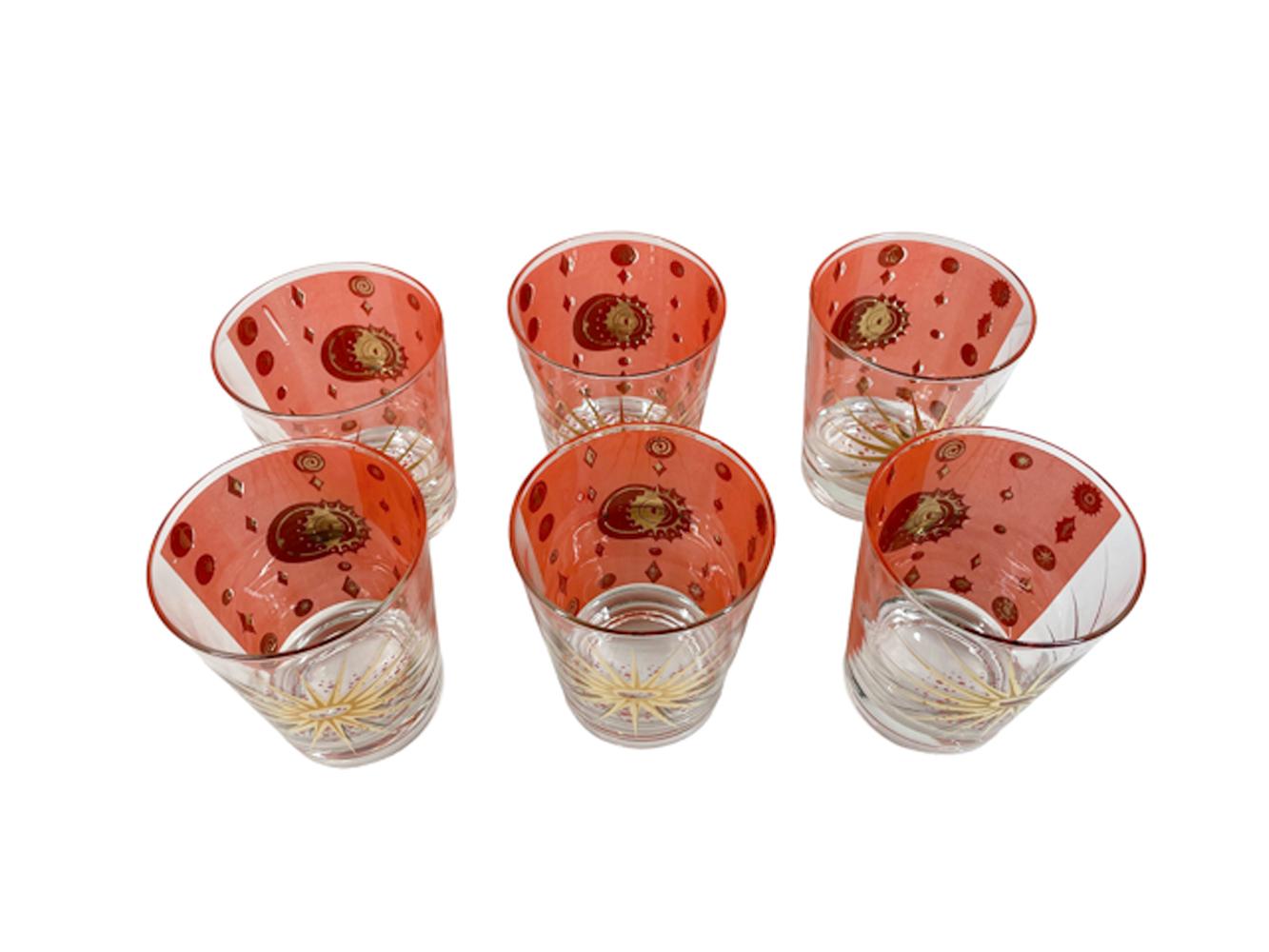 Six Fred Press Atomic era double old fashioned glasses in the 