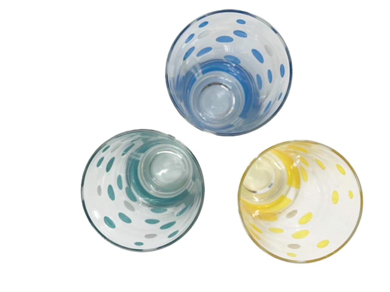 Mid-Century Modern Six Fred Press Bubbles Pattern Highball Glasses in Translucent Enamels For Sale