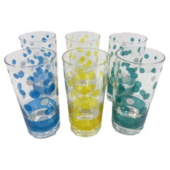 Six Fred Press Bubbles Pattern Highball Glasses in Translucent Enamels
