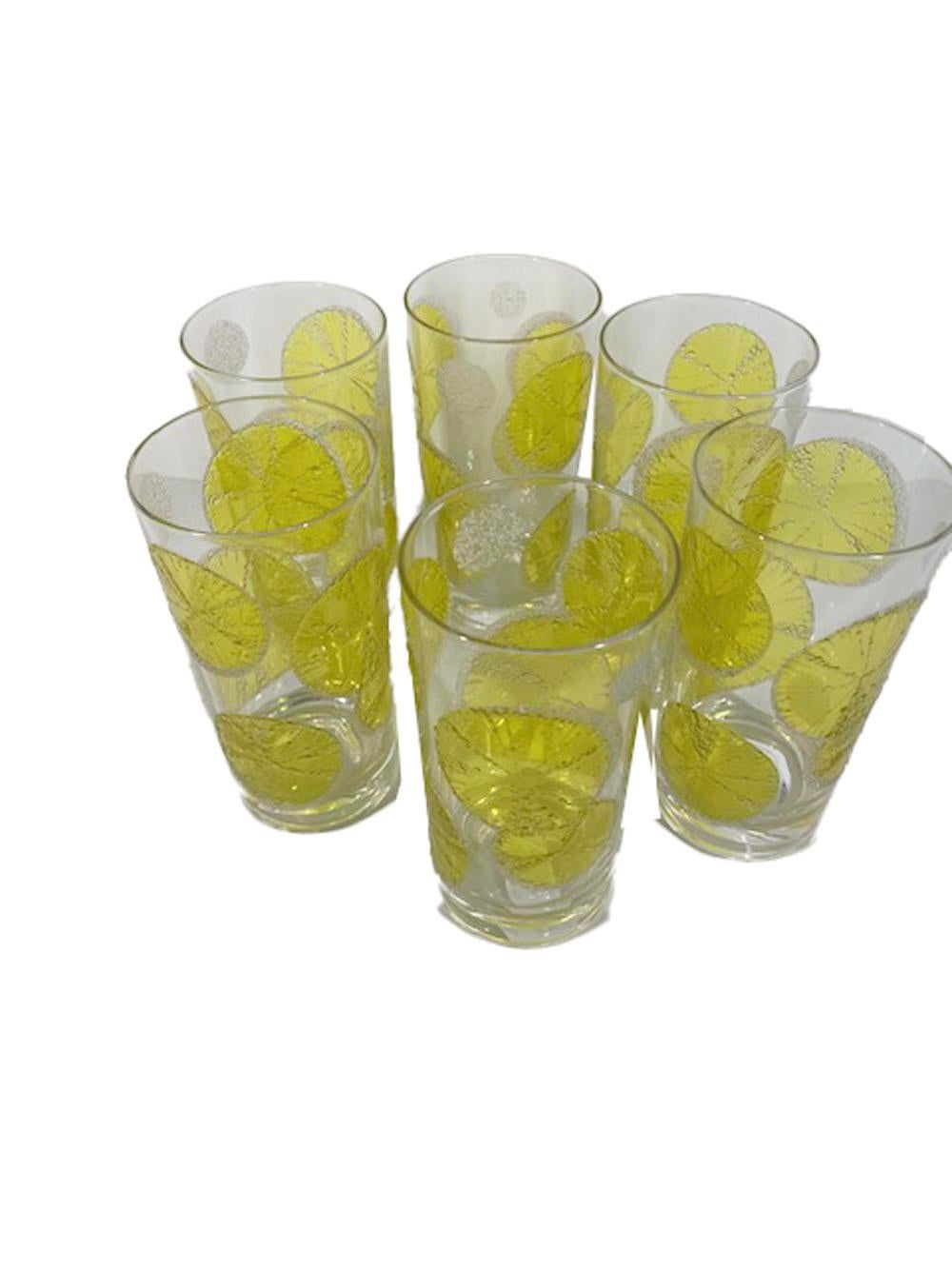 American Six Fred Press Mid-Century Modern Lemon Slice Decorated Highball Glasses