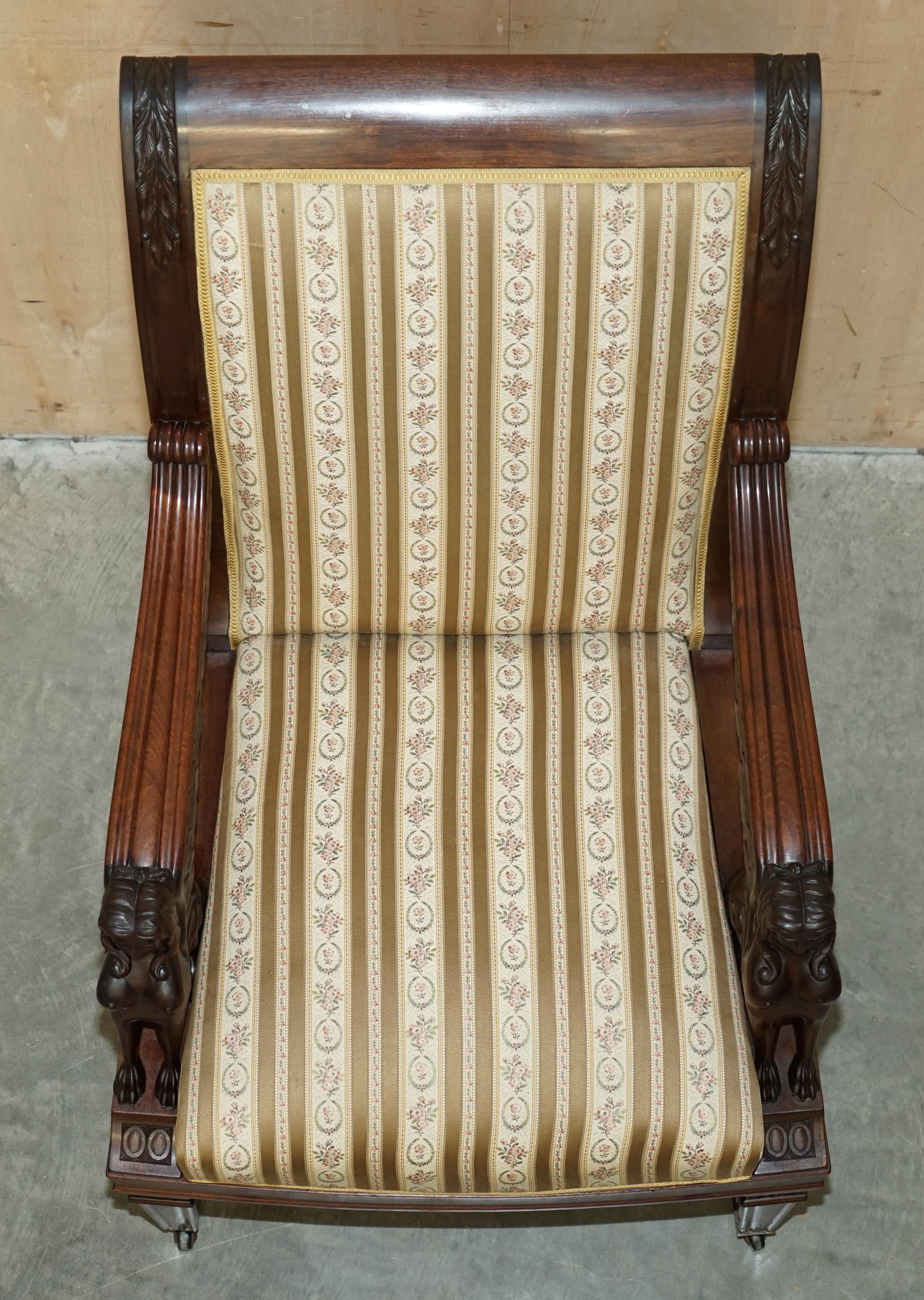 SIX FRENCH 1880 HARDWOOD HAND CARVED SPHINX ANTiQUE SALON DINING THRONE CHAIRS For Sale 10
