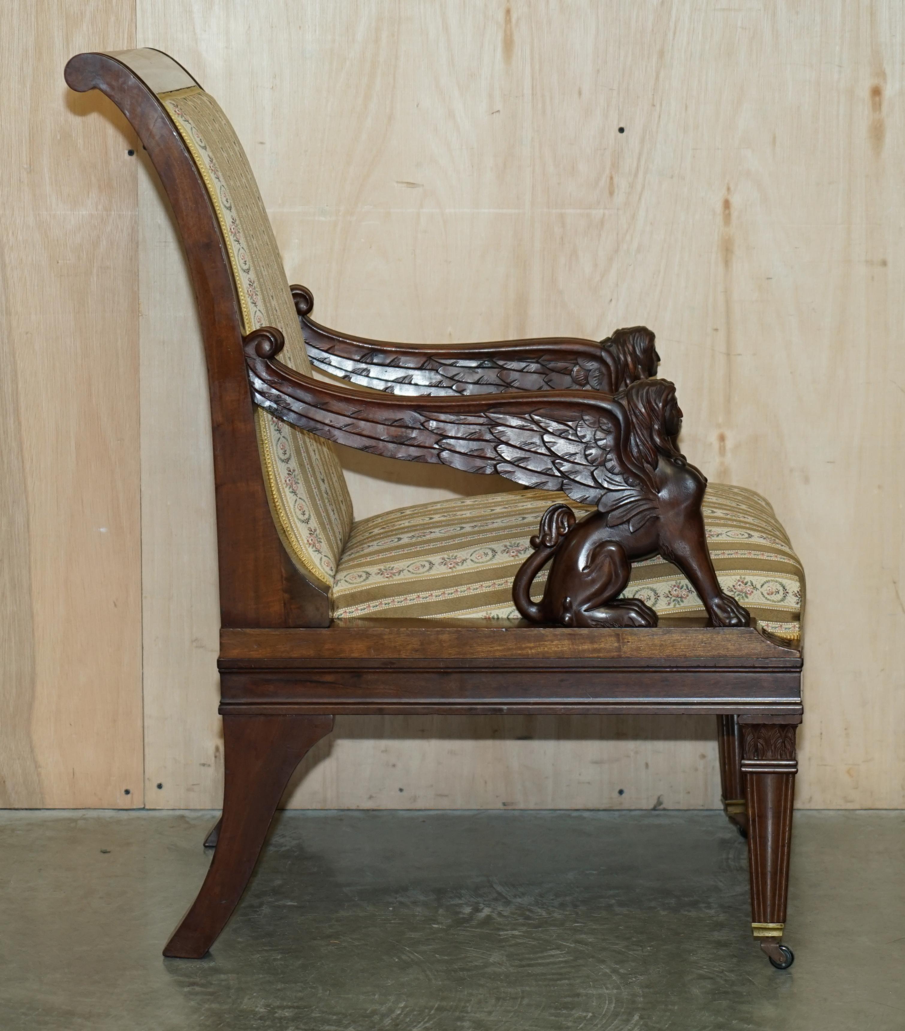 IX chaises de salle à manger THRONE EN HARDWOOD SPHINX ANTiQUE, sculptées à la main, FRANÇAIS 1880 en vente 12