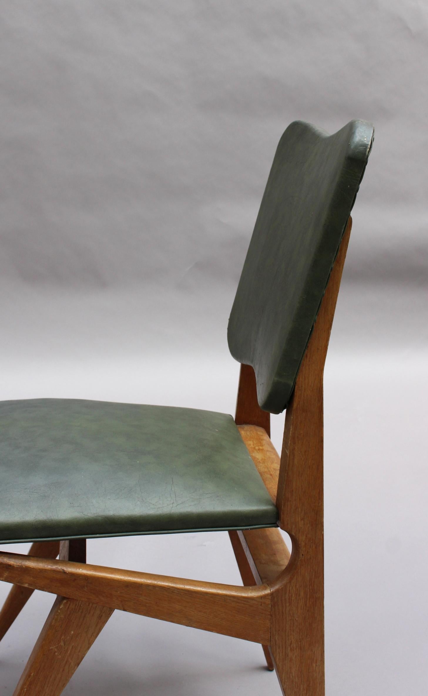 2 French, 1950's Solid Oak Dining Chairs 8