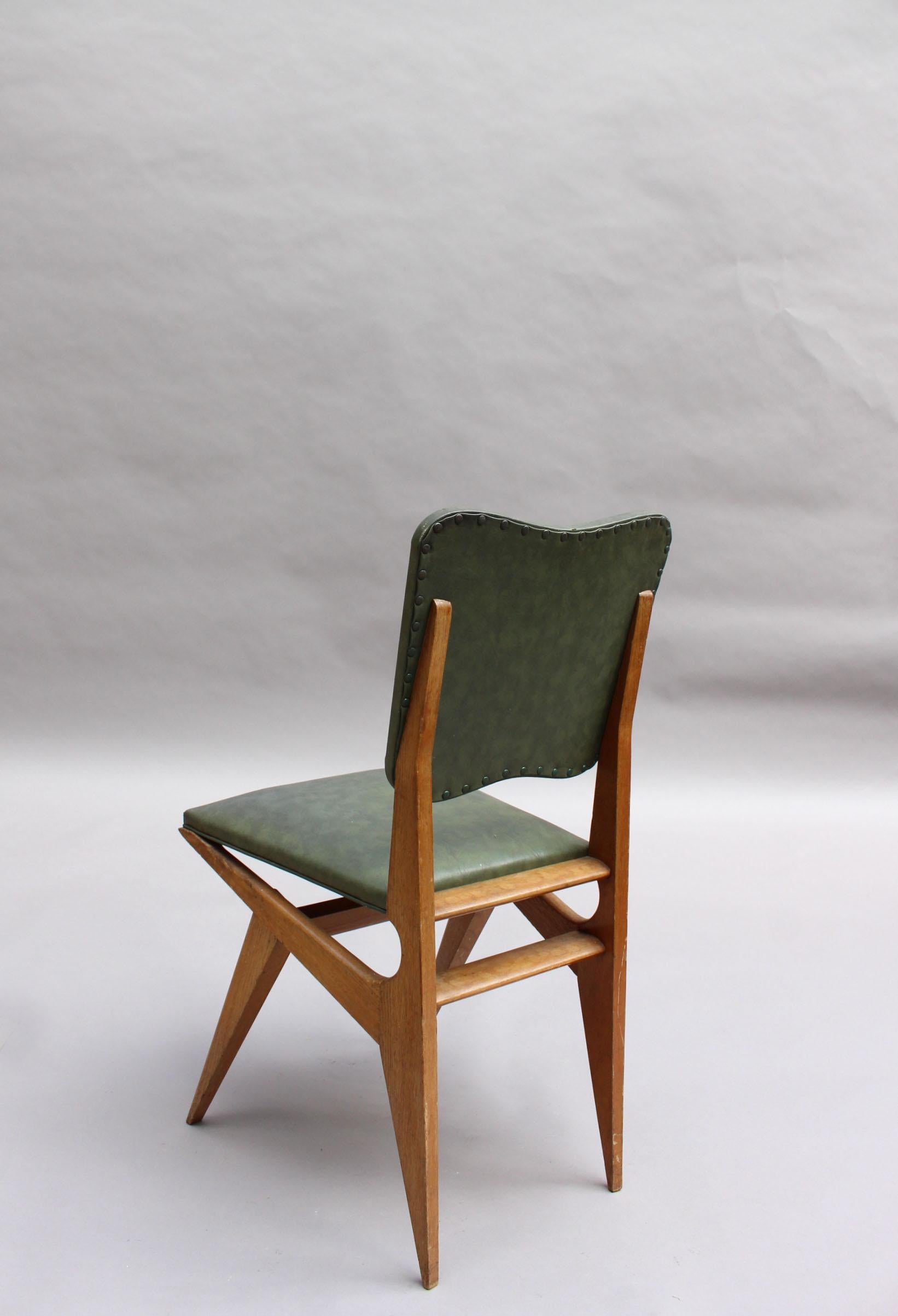 2 French, 1950's Solid Oak Dining Chairs 4