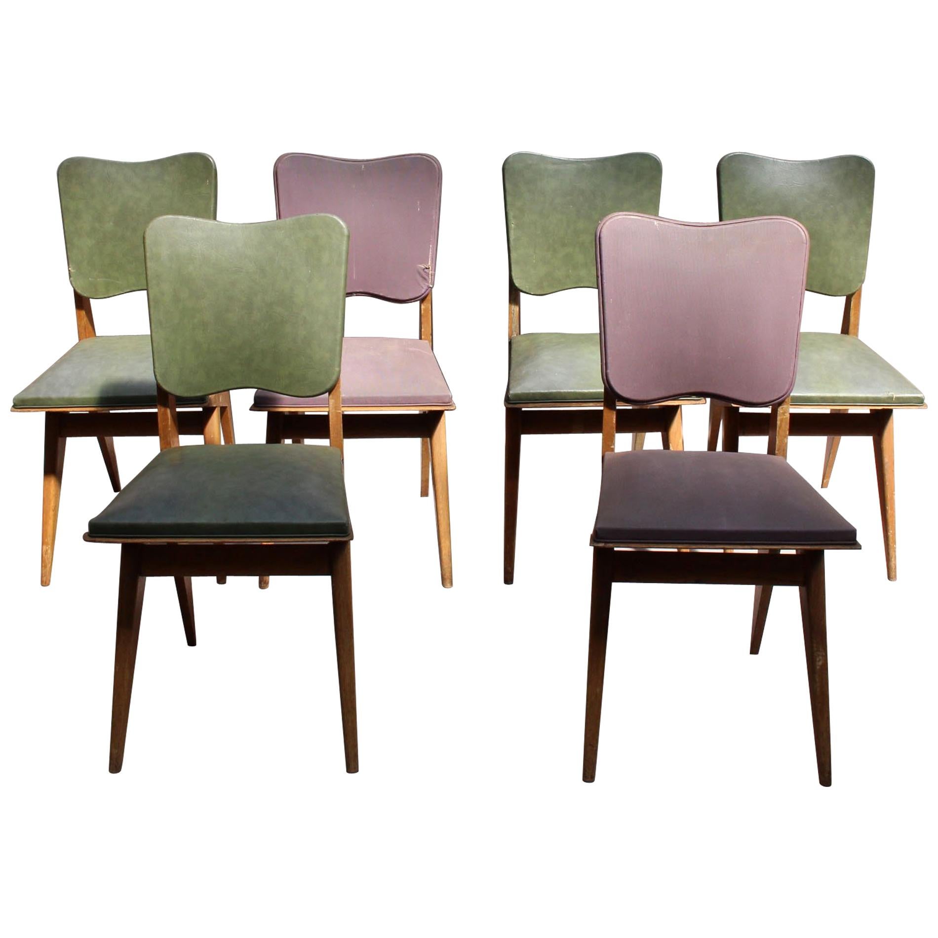 2 French, 1950's Solid Oak Dining Chairs
