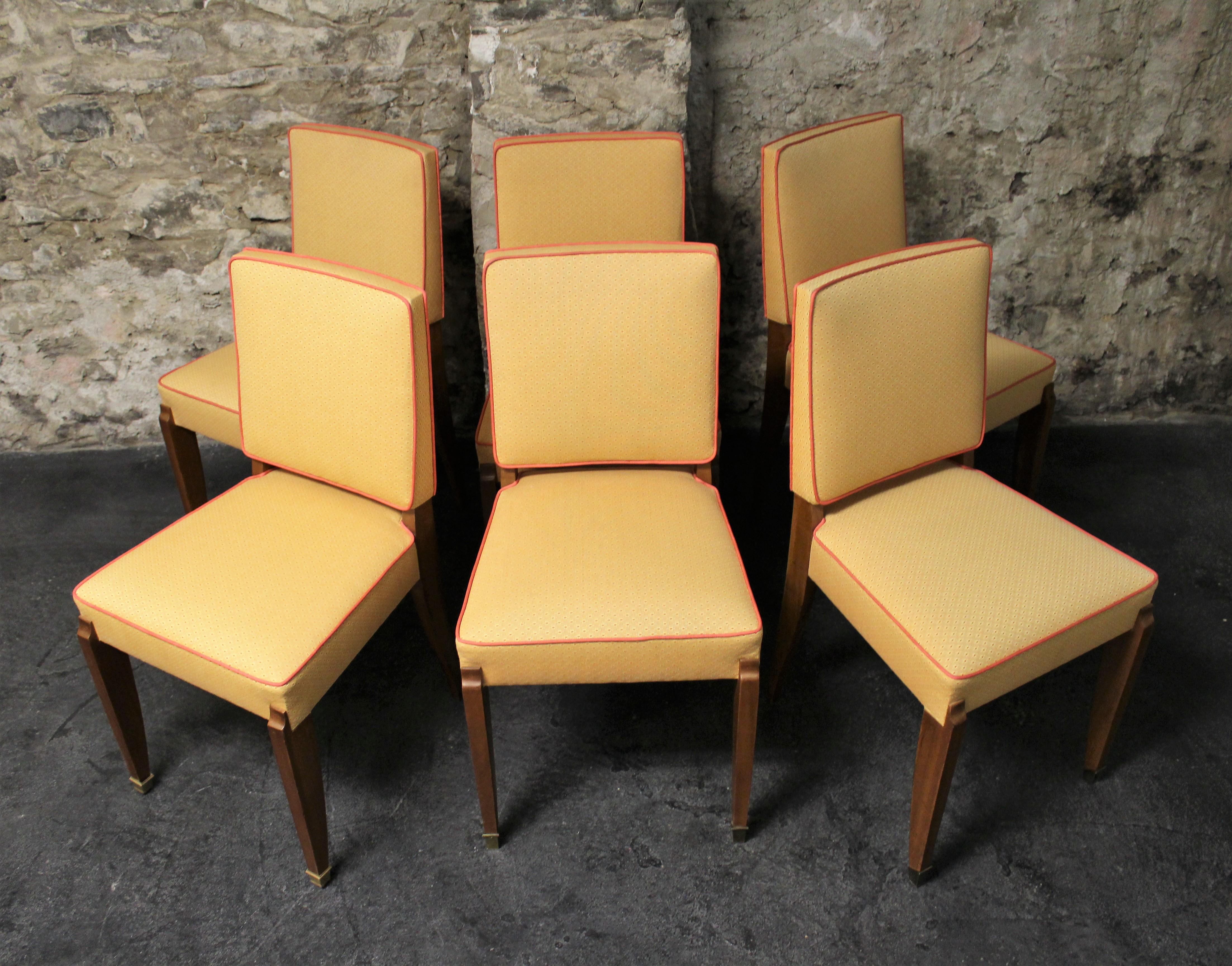 Six French Art Deco Dining Room Chairs In Good Condition In Hamilton, Ontario